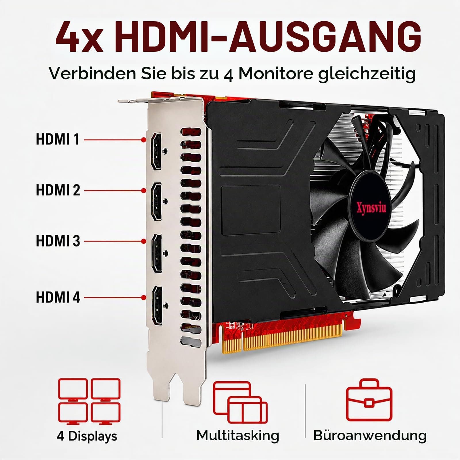 Radeon RX 560 2GB Grafikkarte, GPU 4 HDMI PC Anschlüsse für Mehrfachbildschirm grafikkarten,DDR5,DirectX 12,128 Bit PCI Express x16,Graphics Ccards（RX560 2G 4HDMI） Bild 7