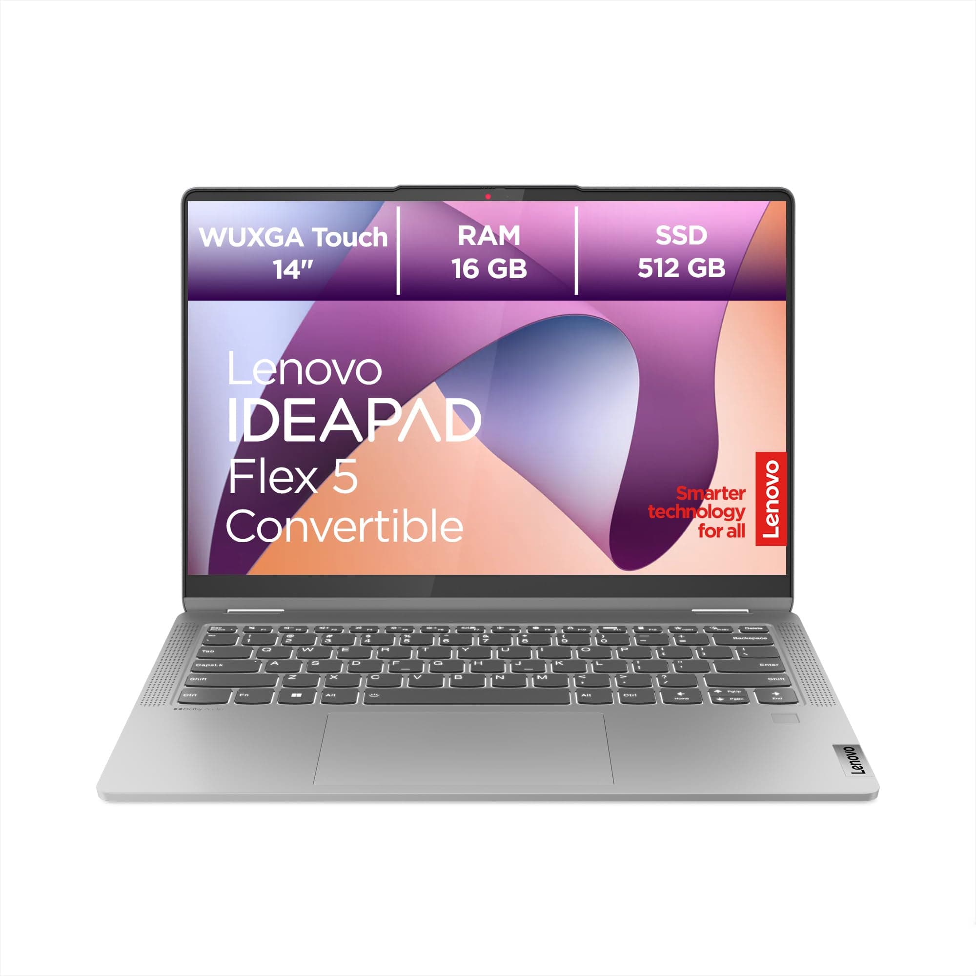 Lenovo IdeaPad Flex Convertible 5 Laptop | 14" WUXGA Display | AMD Ryzen 7 7730U | 16GB RAM | 512GB SSD | AMD Radeon Grafik | Windows 11 Home | QWERTZ | grau | 3 Monate Premium Care Bild 2