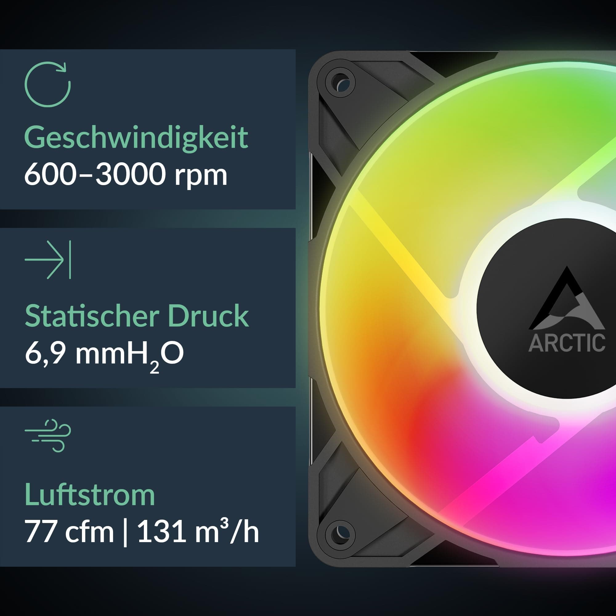 ARCTIC Freezer 36-S A-RGB - CPU Kühler mit ARGB Beleuchtung für Intel & AMD, Single-Tower, druckoptimierter 120 mm P12 Pro-Lüfter, 600–3000 rpm, Hydrodynamisches Gleitlager, inkl. MX-7 - Schwarz Bild 8