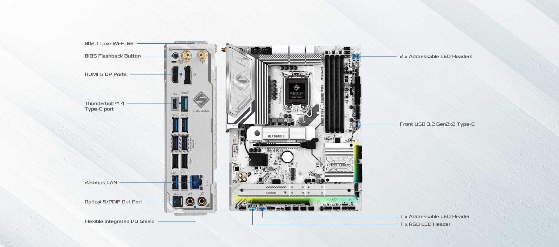 ASRock Mainboard B860 Steel Legend WiFi Bild 8