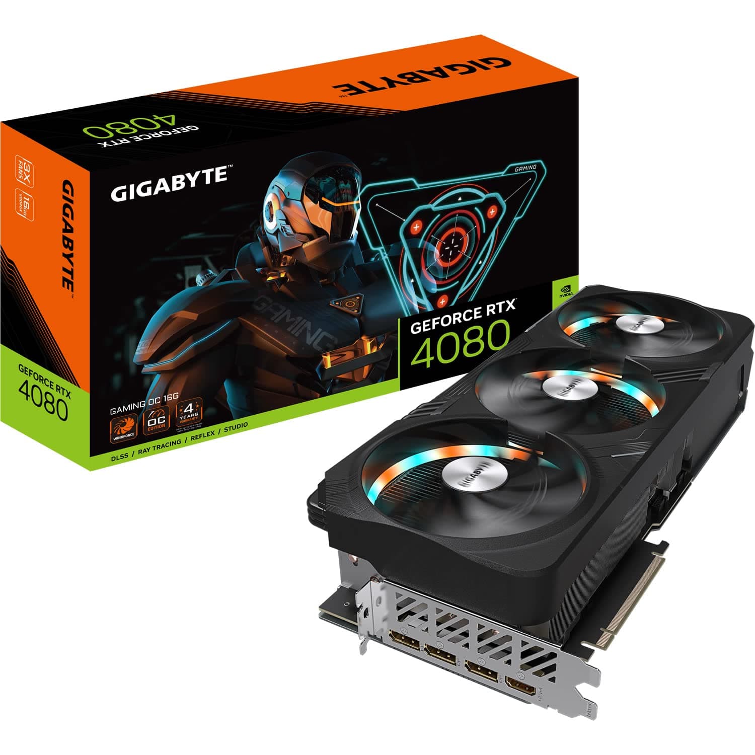 GIGABYTE GeForce RTX 4080 GAMING OC 16GB Graphics Card - 16GB DDR6X, 192bit, PCI-E 4.0, Core 2535Mhz, RGB, Anti-sag bracket, DP 1.4, HDMI 2.1a, NVIDIA DLSS 3, GV-N4080GAMING OC-16GD Bild 2