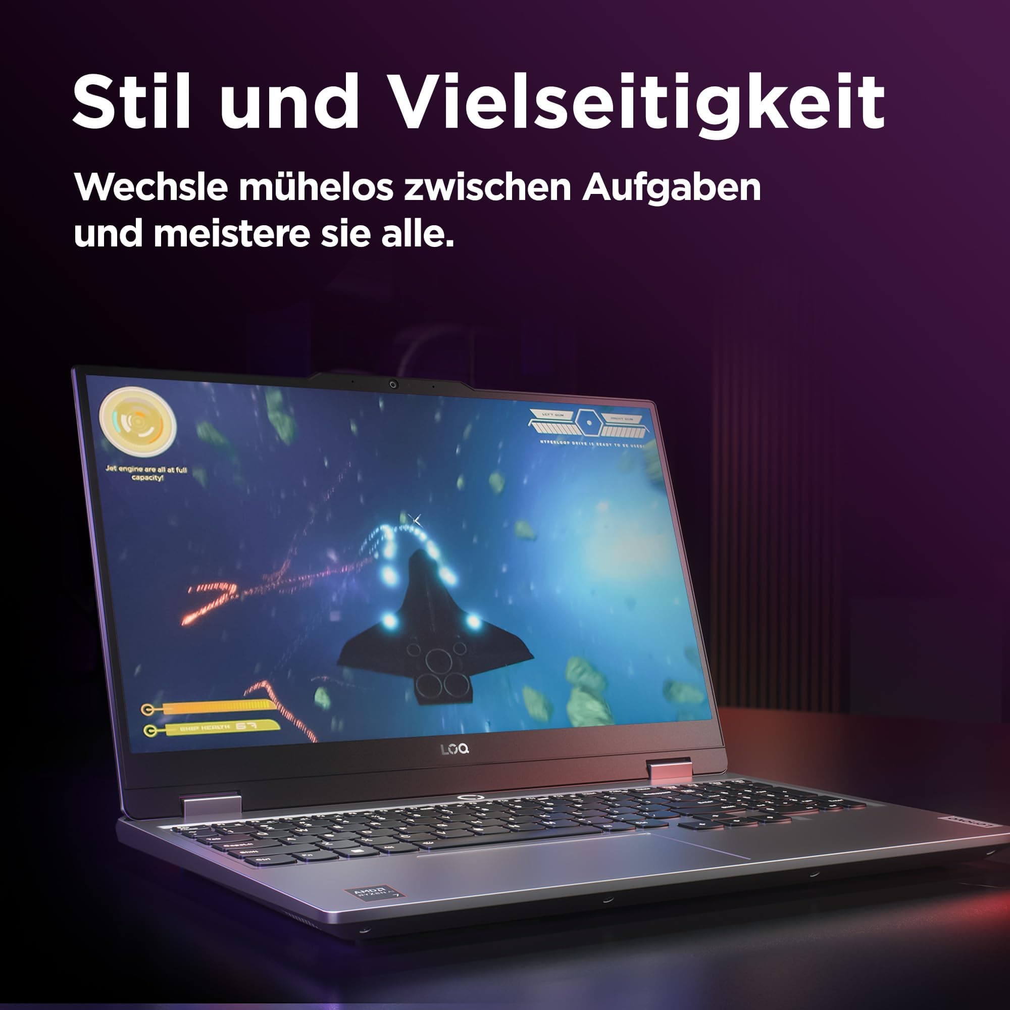 Lenovo LOQ Gaming Laptop | 15.6" Full HD 16:9 Display | 144Hz | AMD Ryzen 7 7435HS | 16GB RAM | 512GB SSD | NVIDIA GeForce RTX 4050 | Windows 11 Home | QWERTZ | grau | AI Chip LA1 Bild 4