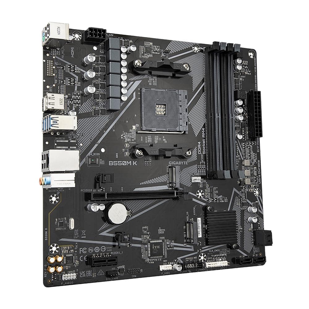 GIGABYTE B550M K Mainboard – AMD Ryzen 5000 CPUs, bis zu 4733 MHz DDR4, 1xPCIe 4.0 + 1xPCIe 3.0 M.2, 1GbE LAN, USB 3.2 Gen 1 Bild 5