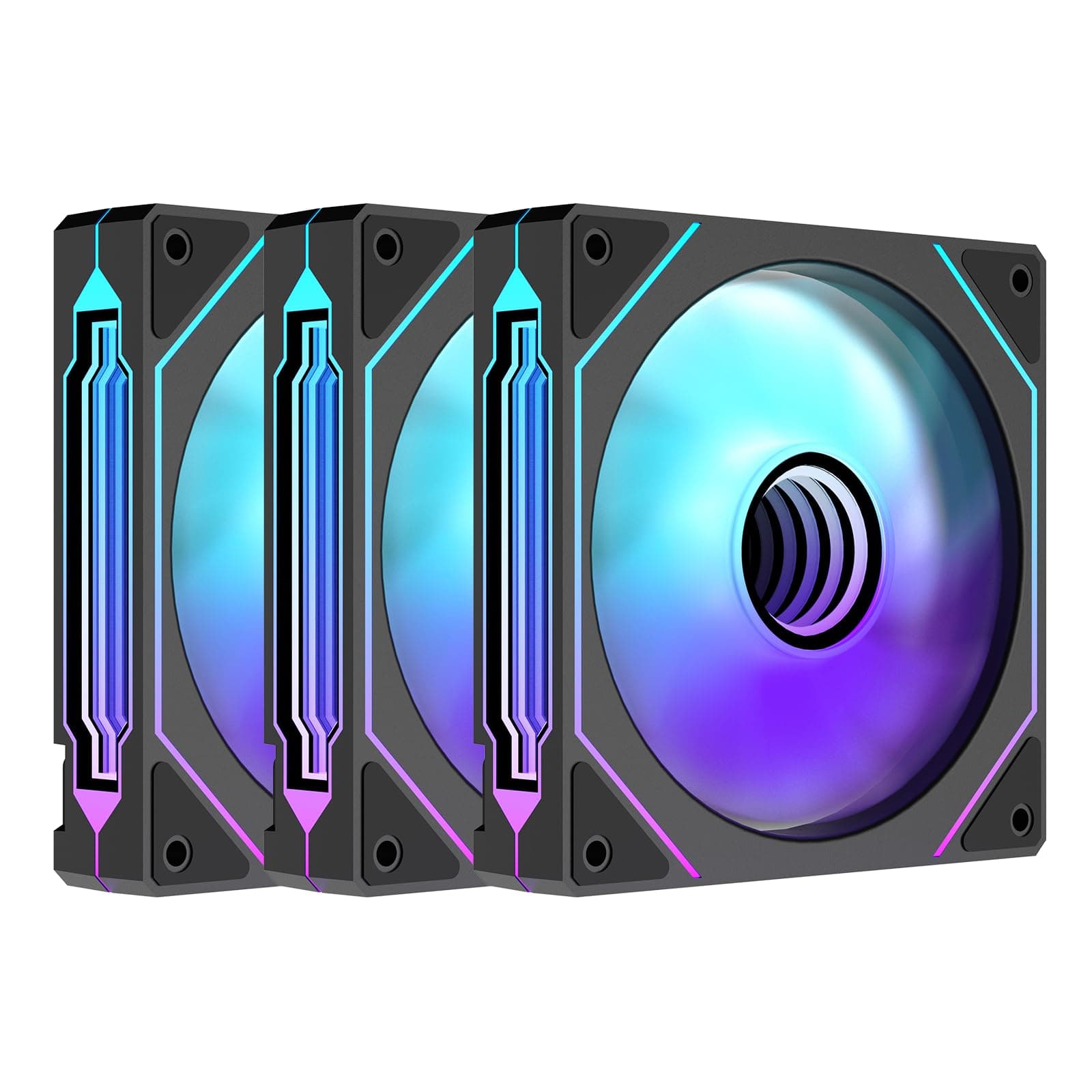 TZMRIT Prism 4 Pro RGB Lüfter 120mm Schwarz,5V 3PIN Motherboard Synchronisierbarer 4PIN Spiegel PWM ARGB PC Gehäuse Lüfter (Black1-X3) Black Forward-3PCS