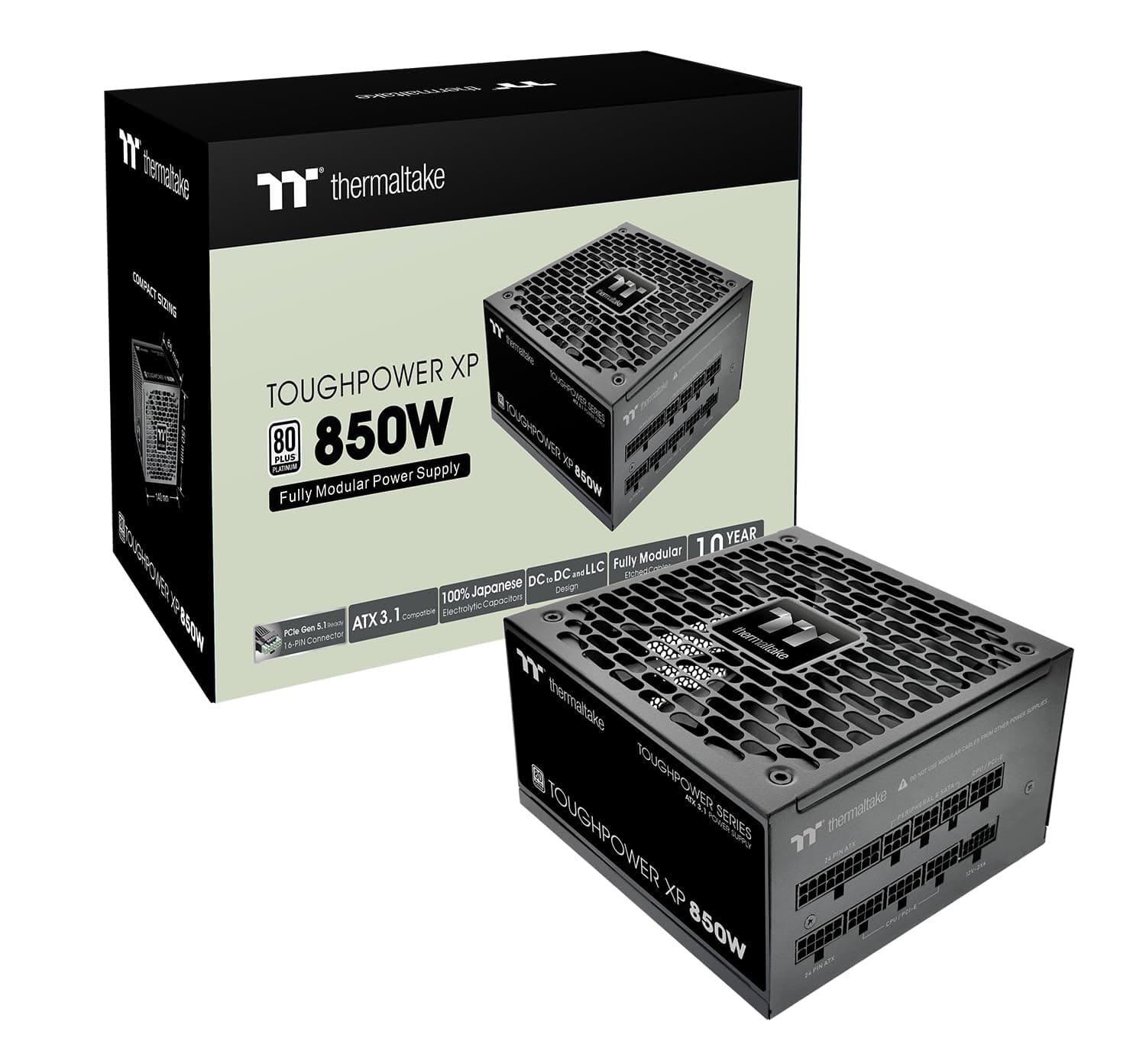 Thermaltake Toughpower XP 850W | ATX 3.1 Netzteil | 80 Plus Platinum | PCIe 5.1 | 12V‑2x6 | Vollmodular | Ultra‑leiser 135‑mm Hydrauliklager‑Lüfter | Schwarz