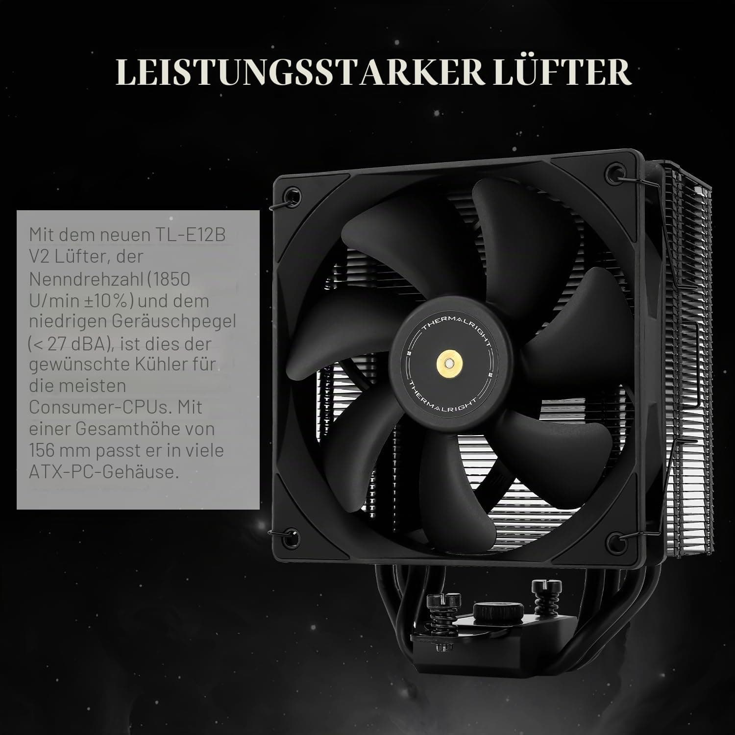 TR Assassin Spirit 120 EVO Dark CPU-Kühler, 120 mm PWM leise Fan, AGHP 4. Technologie, unterstützt Intel LGA1700/1150/1151/1200, AMD AM4/AM5 Bild 7