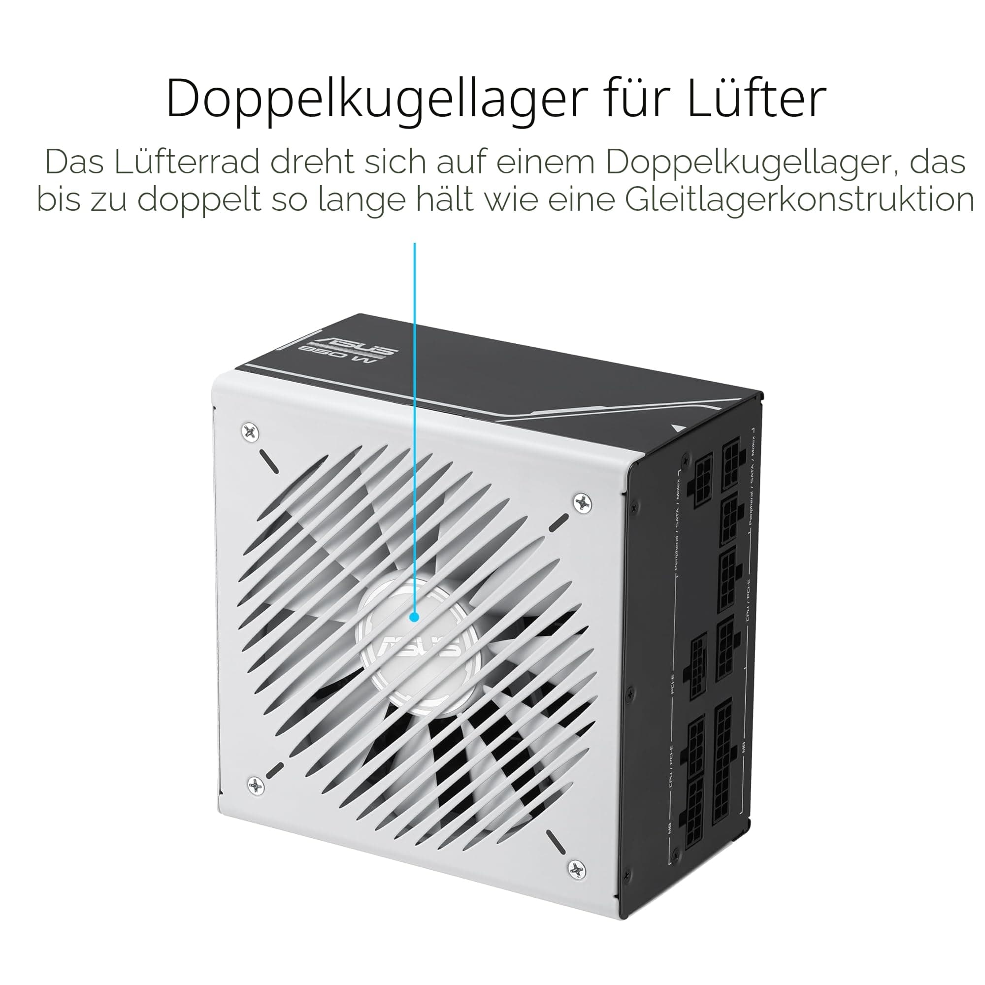 ASUS Prime 850W Gold Netzteil (850 Watt, für Allround-PCs und Gaming-PCs, 80 Plus Gold Zertifizierung, ATX 3.1 kompatibel, PCIe 5.1, Lüfter mit Doppelkugellagern, schwarz/weiß) Bild 4