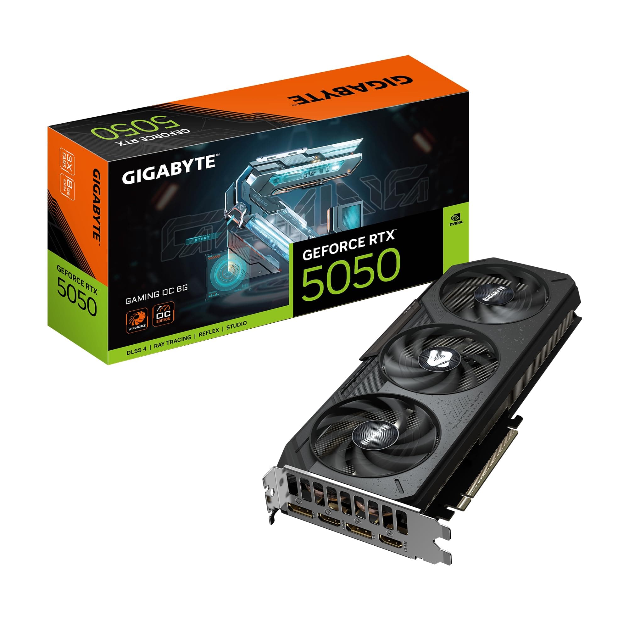 Gigabyte GeForce RTX 5050 Gaming OC 8G Grafikkarte - 8GB GDDR6, 128bit, PCI-E 5.0, 2632MHz Kerntakt, 2 x DP, 2 x HDMI, NVIDIA DLSS 4, GV-N5050GAMING OC-8GD Bild 2