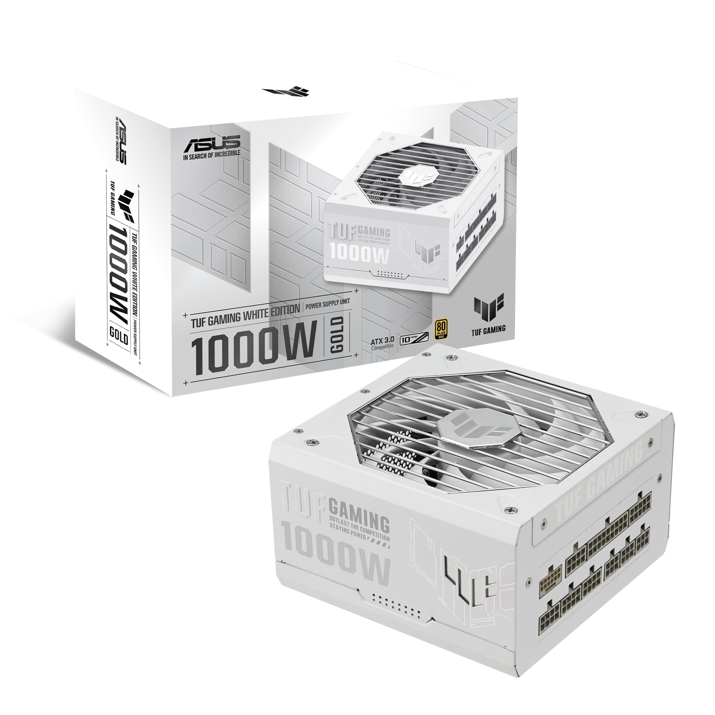 ASUS TUF Gaming 1000W Gold Gaming Netzteil (1000 Watt, vollmodulares Netzteil, ATX 3.1-kompatibel, PCIe 5.1, Axial-tech Lüfter, PCB-Beschichtung, Doppelkugellager, weiß) Bild 2