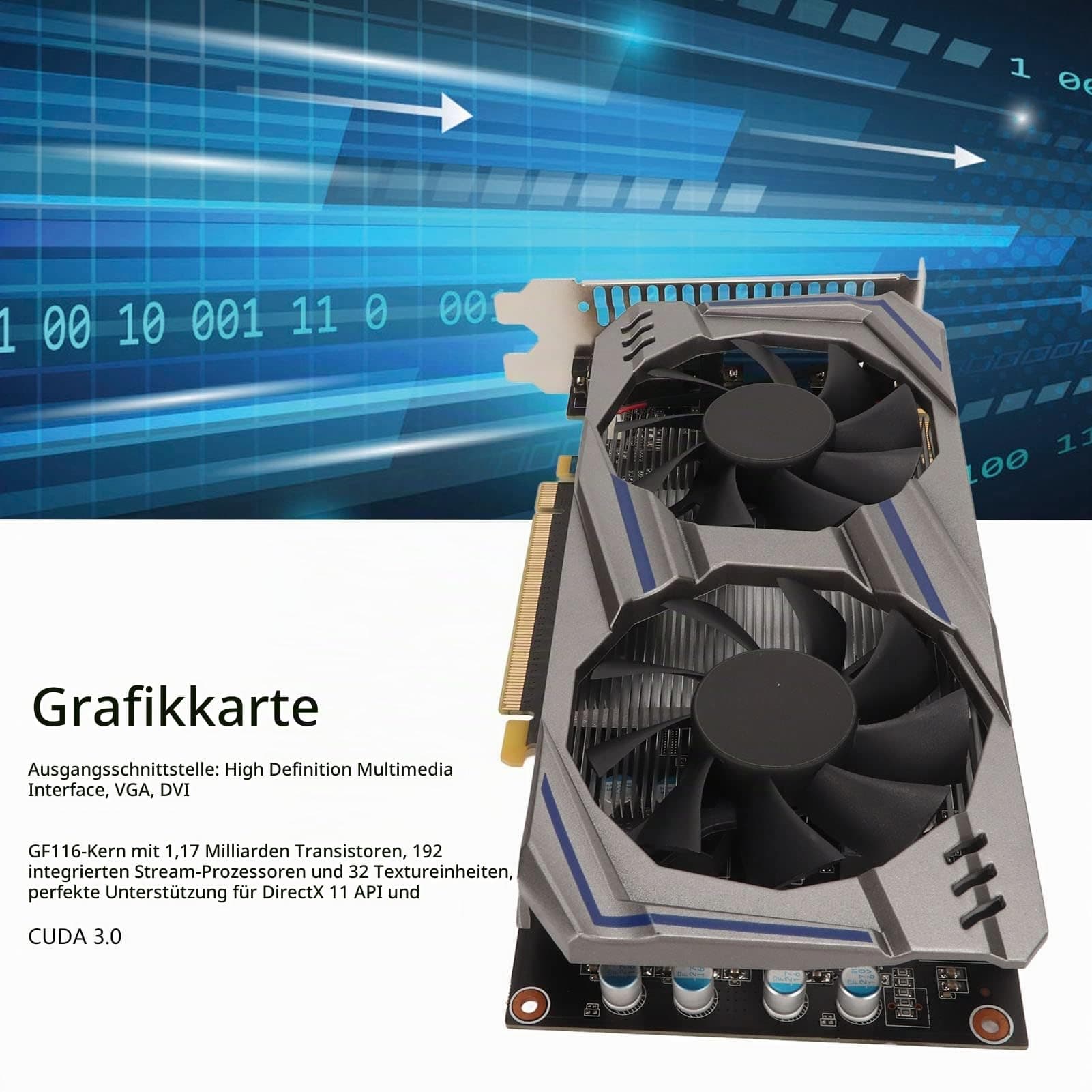 ASHATA 550Ti 8GB GDDR5 128 Bit Gaming Grafikkarte, PCI Express 2.0 Dual Fan Computer PC Gaming Video Grafikkarte mit HDMI VGA DVI, 2560x1600 Auflösung Bild 5
