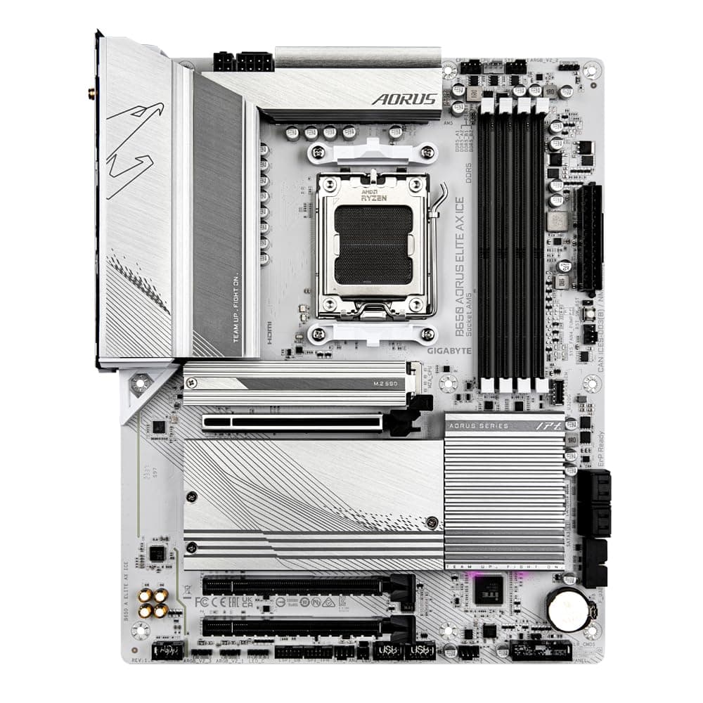 GIGABYTE B650 AORUS ELITE AX ICE Mainboard – Unterstützt AMD Ryzen 9000 CPUs, 12+2+2 Phasen digitales VRM, bis zu 8000 MHz DDR5 (OC), 1xPCIe 5.0 + 2xPCIe 4.0 M.2, Wi-Fi 6E, 2.5GbE LAN, USB 3.2 Gen 2x2 Bild 3