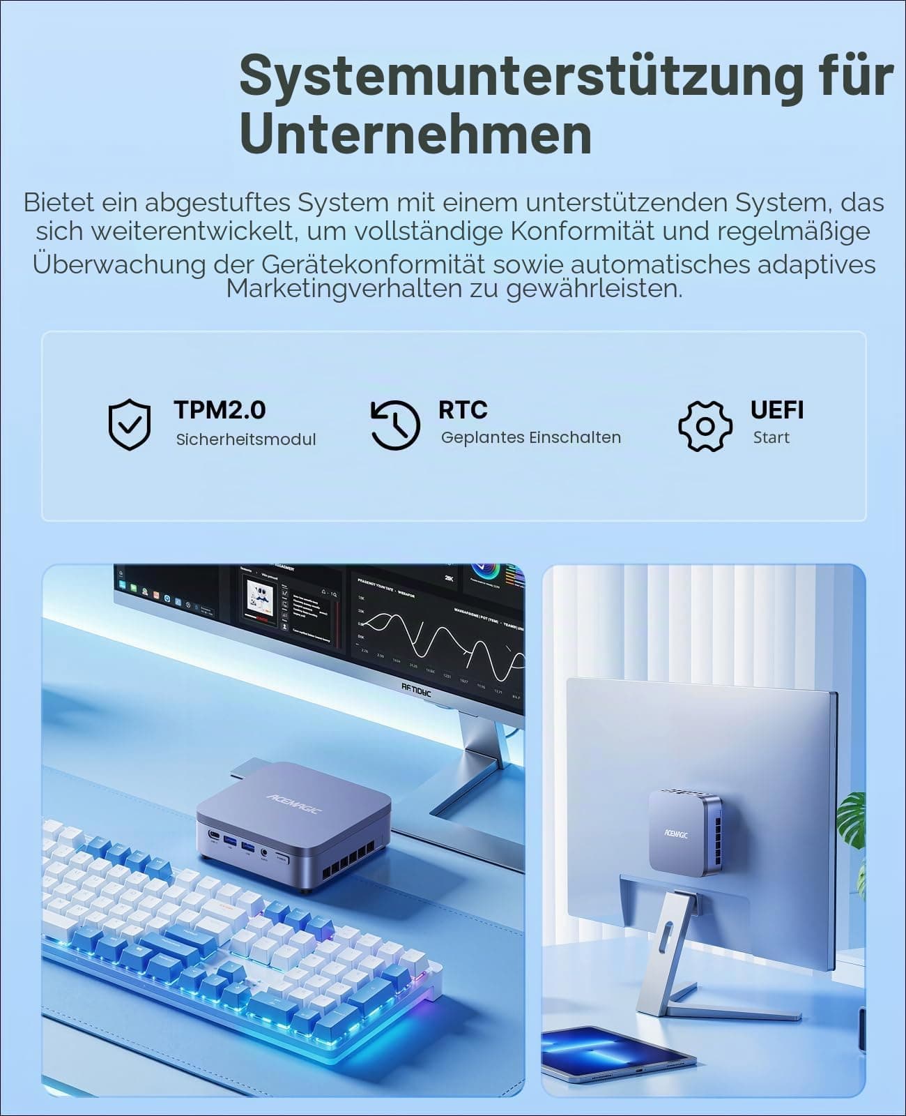 ACEMAGIC M5 Mini PC, Intel Core i7-14650HX (16C/24T), 32GB DDR4 RAM 512GB PCIe 4.0 SSD Win11 Pro Mini Desktop Computer, Triple 4K Display/WiFi 6/ für Videobearbeitung, 3D-Rendering, Content Creation i7-14650HX 32 GB 1024 GB Bild 2