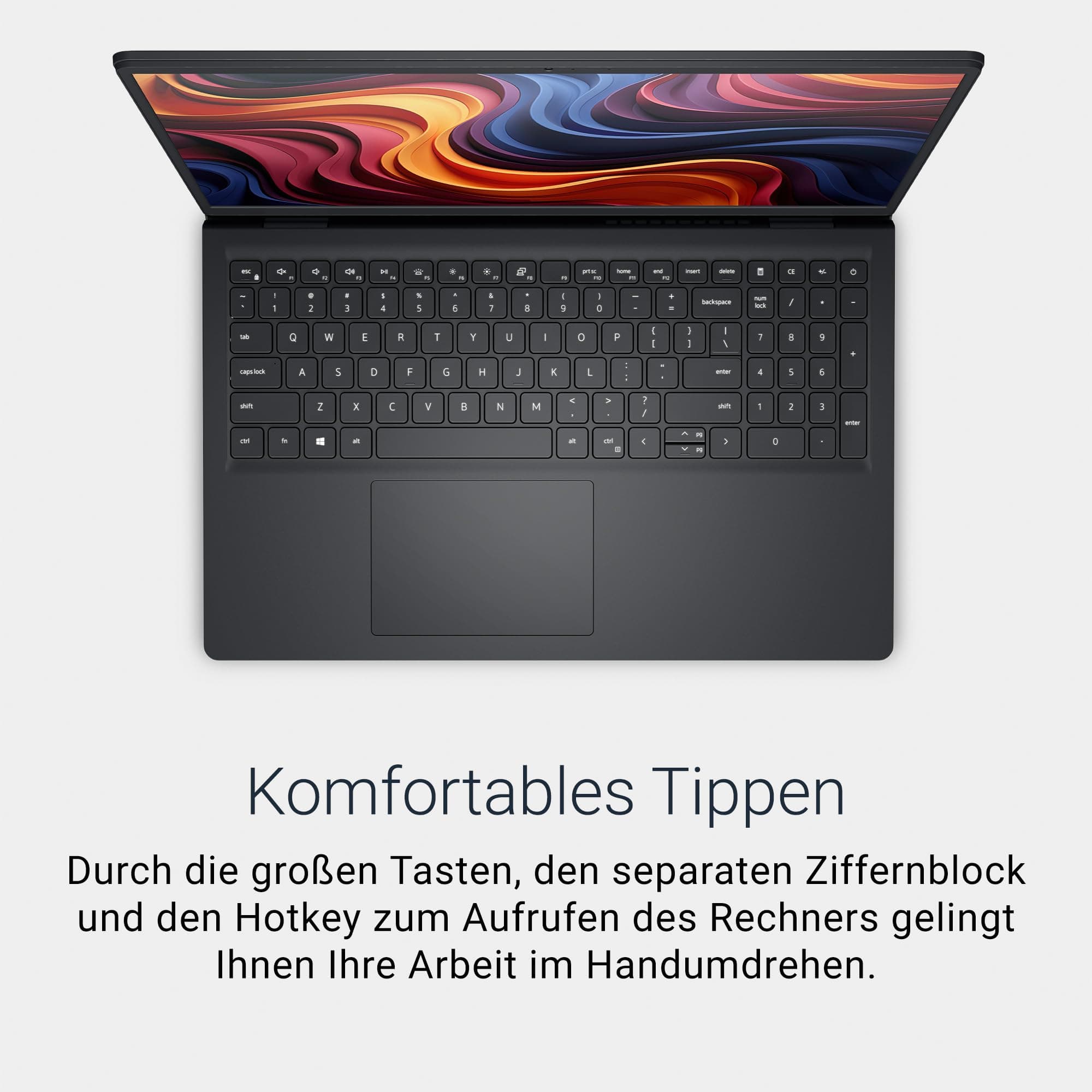 Dell 15 Laptop DC15255 15.6" FHD (1920 x 1080) 120Hz, AMD Ryzen 7 7730U, AMD Radeon Graphics, 16GB DDR4 RAM, 1TB SSD, Windows 11 Home, QWERTZ Backlit Keyboard - Black Ryzen 7 7730U 16 GB 1TB SSD Bild 2