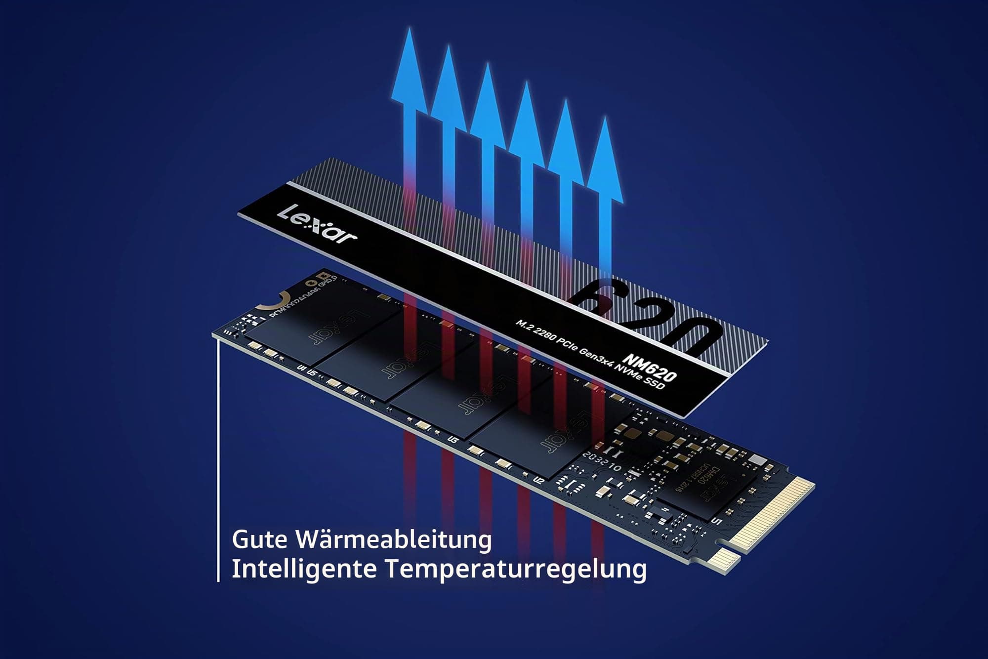 Lexar SSD 512GB, M.2 2280 PCIe Gen3x4 NVMe 1.4 Interne SSD, Bis zu 3500MB/s Lesen, 2400MB/s Schreiben, 3D NAND Flash Solid-State-Laufwerk für PC-Enthusiasten und Gamer NM620 512GB Bild 7