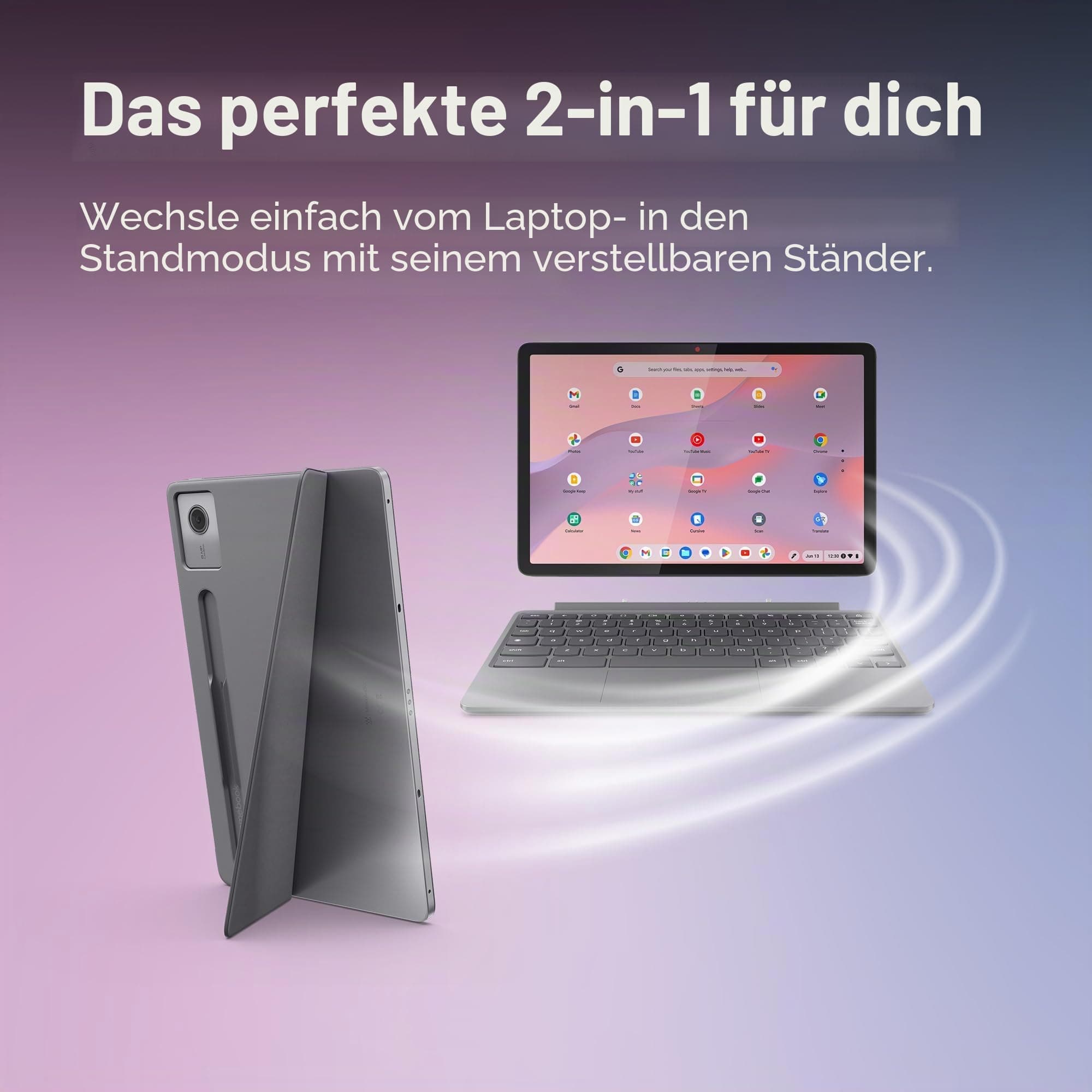 Lenovo Chromebook Duet 11 Gen 9 Laptop, 27,9 cm (11 Zoll), WUXGA, Touchscreen + Stift enthalten (MediaTek Kompanio 838, 8 GB RAM, 128 GB Emmc, ChromeOS) Grau QWERTY + 3 Monate Google AI Pro mit Gemini Bild 7