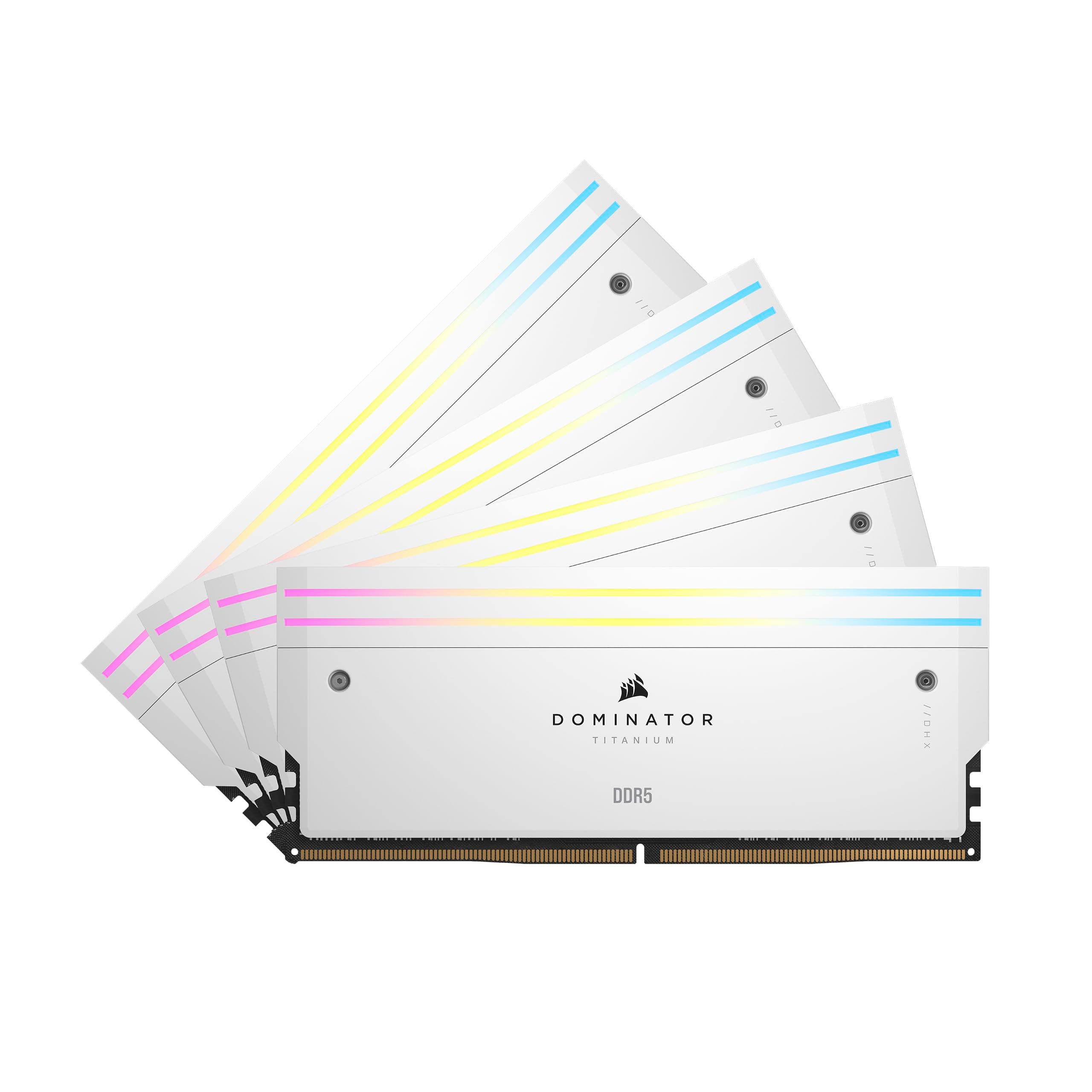 CORSAIR Dominator Titanium RGB DDR5 RAM 64GB (4x16GB) Bis zu 6400MHz CL32 Intel XMP 3.0 Desktop-Arbeitsspeicher – Weiß (CMP64GX5M4B6400C32W) Bild 2