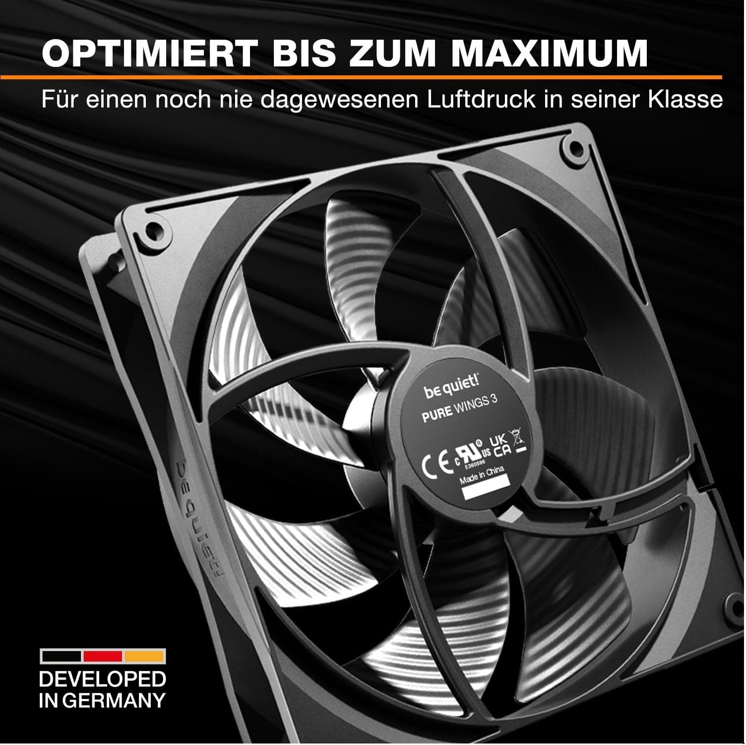 be quiet! Pure Wings 3 120mm PWM Lüfter, 3 Lüfter enthalten, hohe Höchstgeschwindigkeit, niedrige Mindestdrehzahl, optimierter Lüfterrahmen, hoher Luftdruck, sehr leiser Betrieb Bild 3