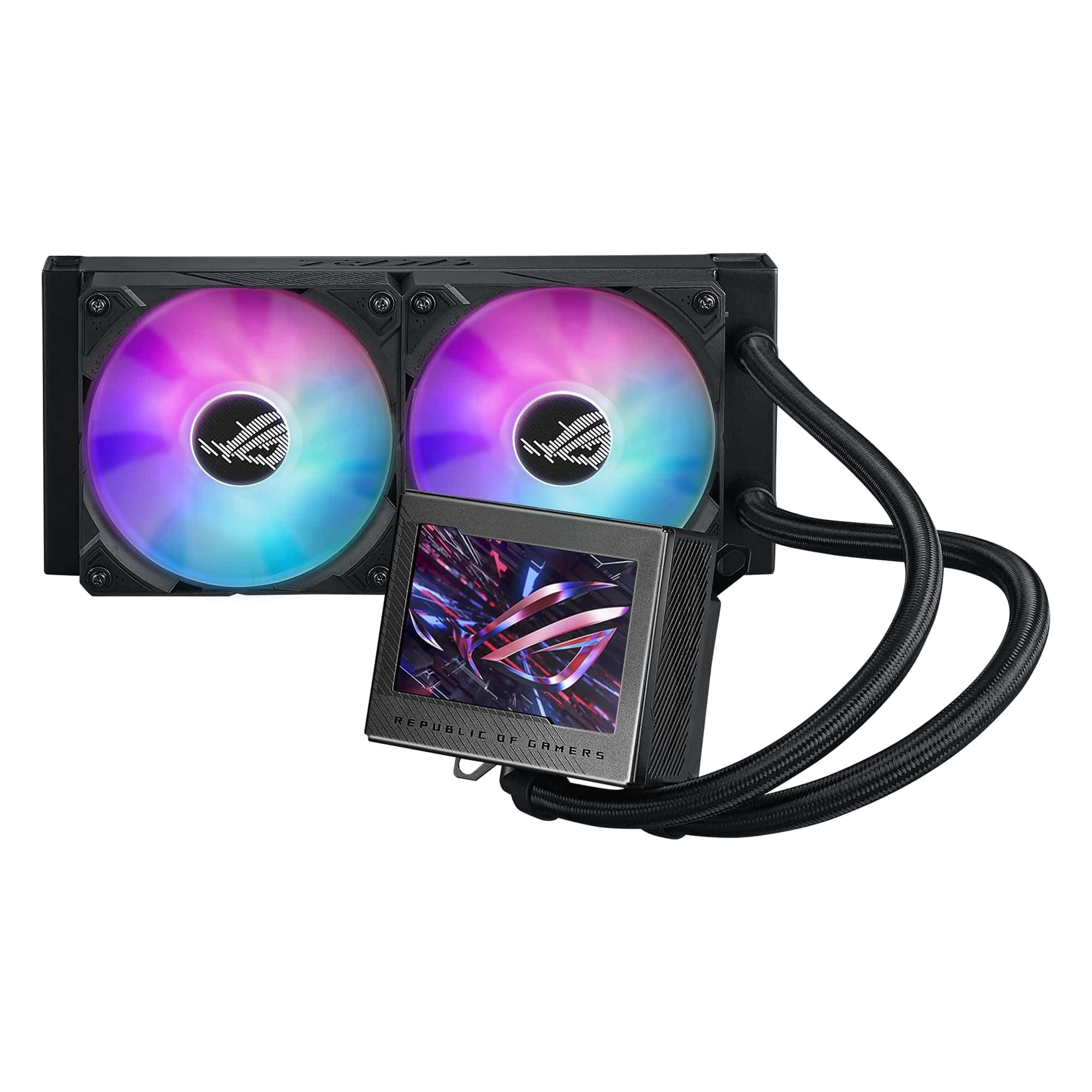 ASUS ROG Ryujin III 240 ARGB All-in-One-Flüssigkeits-CPU-Kühler mit 3,5-Zoll-LCD, Asetek-Pumpe der 8. Generation, integriertem Lüfter und ROG 120 mm magnetischen, daisy-chainable ARGB-Kühlerlüfter. Bild 2