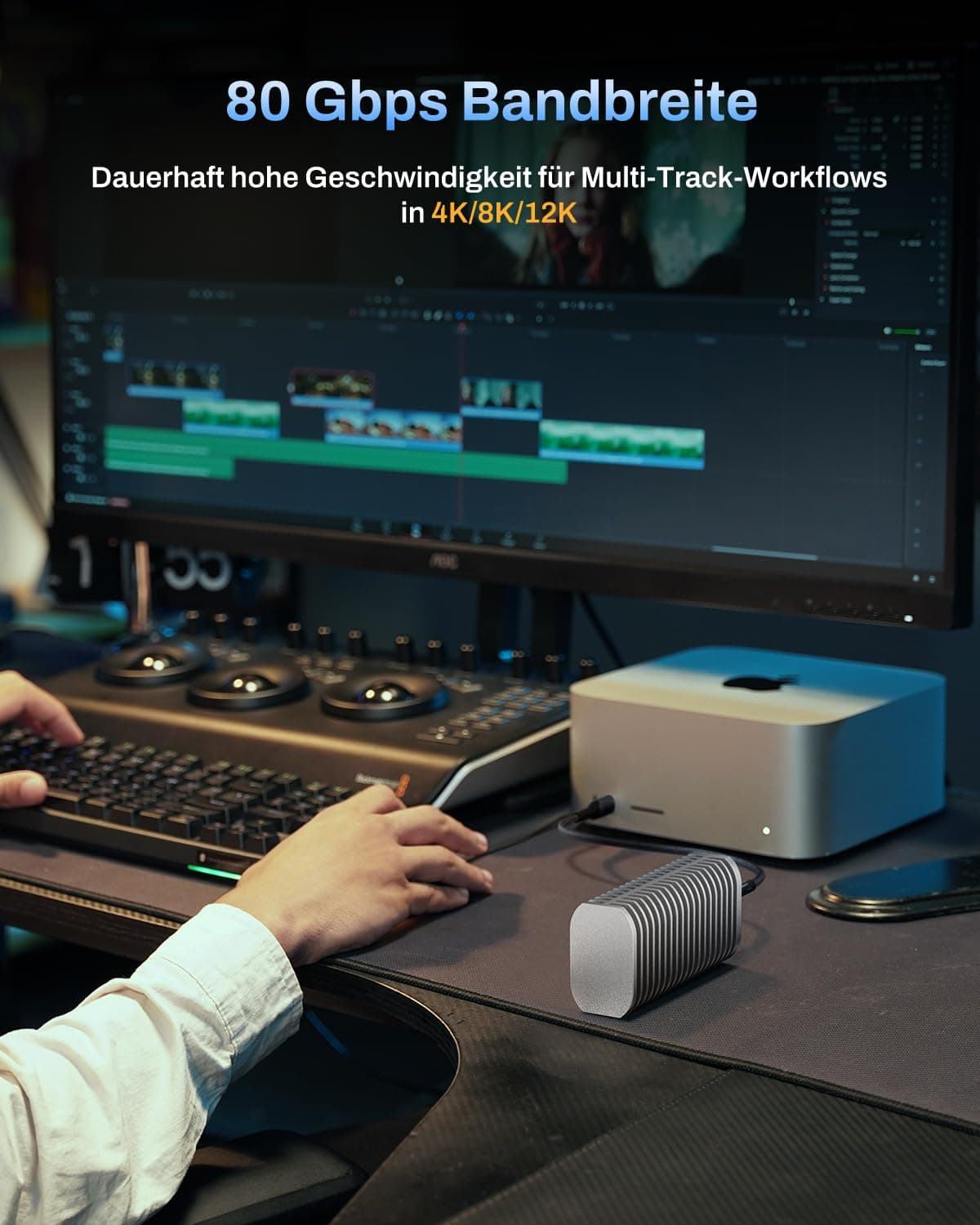 TERRAMASTER D1 SSD Pro M.2 NVMe Gehäuse, 80 Gbit/s, bis 7061 MB/s, Vollaluminium mit Kühlung & geräuschlos, kompatibel mit USB 4 & Thunderbolt 5/4/3 (ohne Festplatte) D1 SSD Pro (80Gbps) Bild 8
