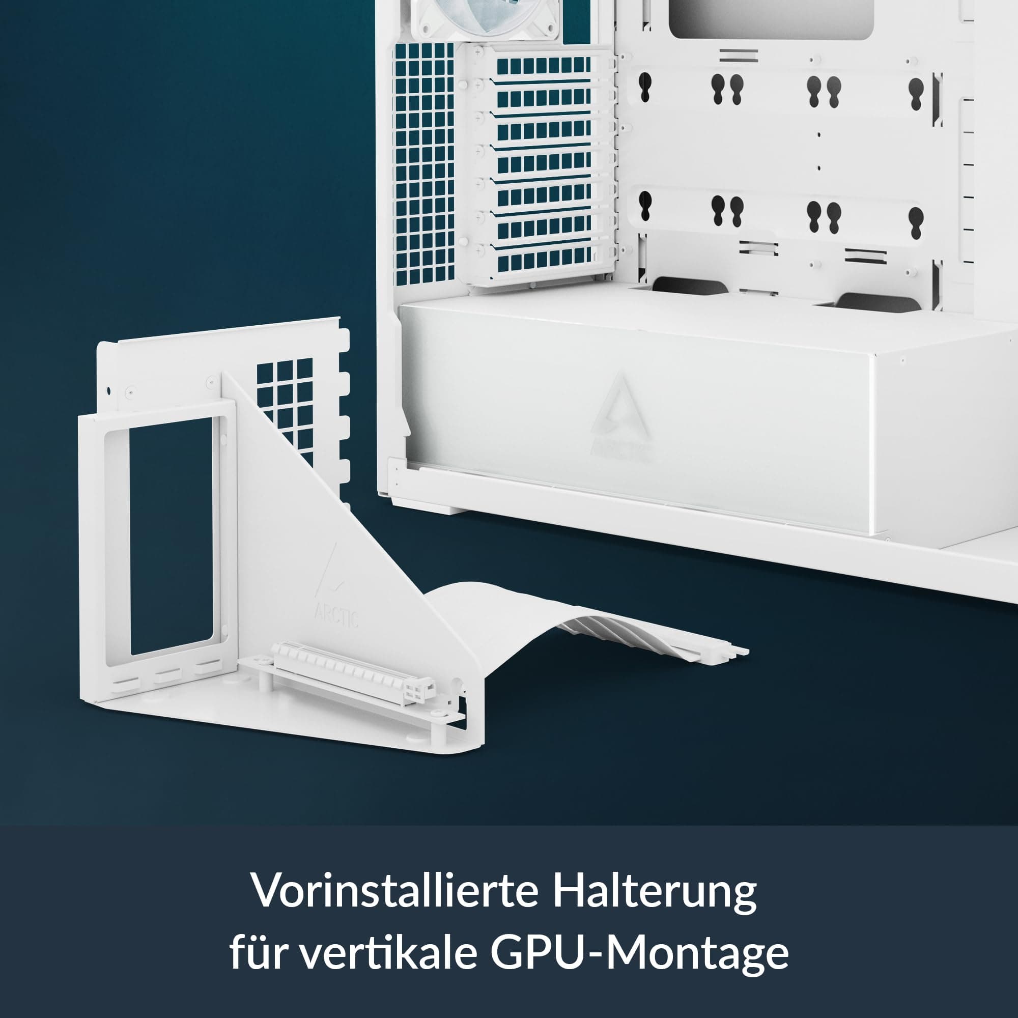 ARCTIC Xtender VG White (Clear Glass) mit vertikaler GPU-Halterung - PC-Gehäuse, Gehärtetes Panorama-Glas, 2X 420 mm Radiator Support, Full Tower, Big Tower, E-ATX, 5X A-RGB Lüfter vormontiert - Weiß white clear Bild 4