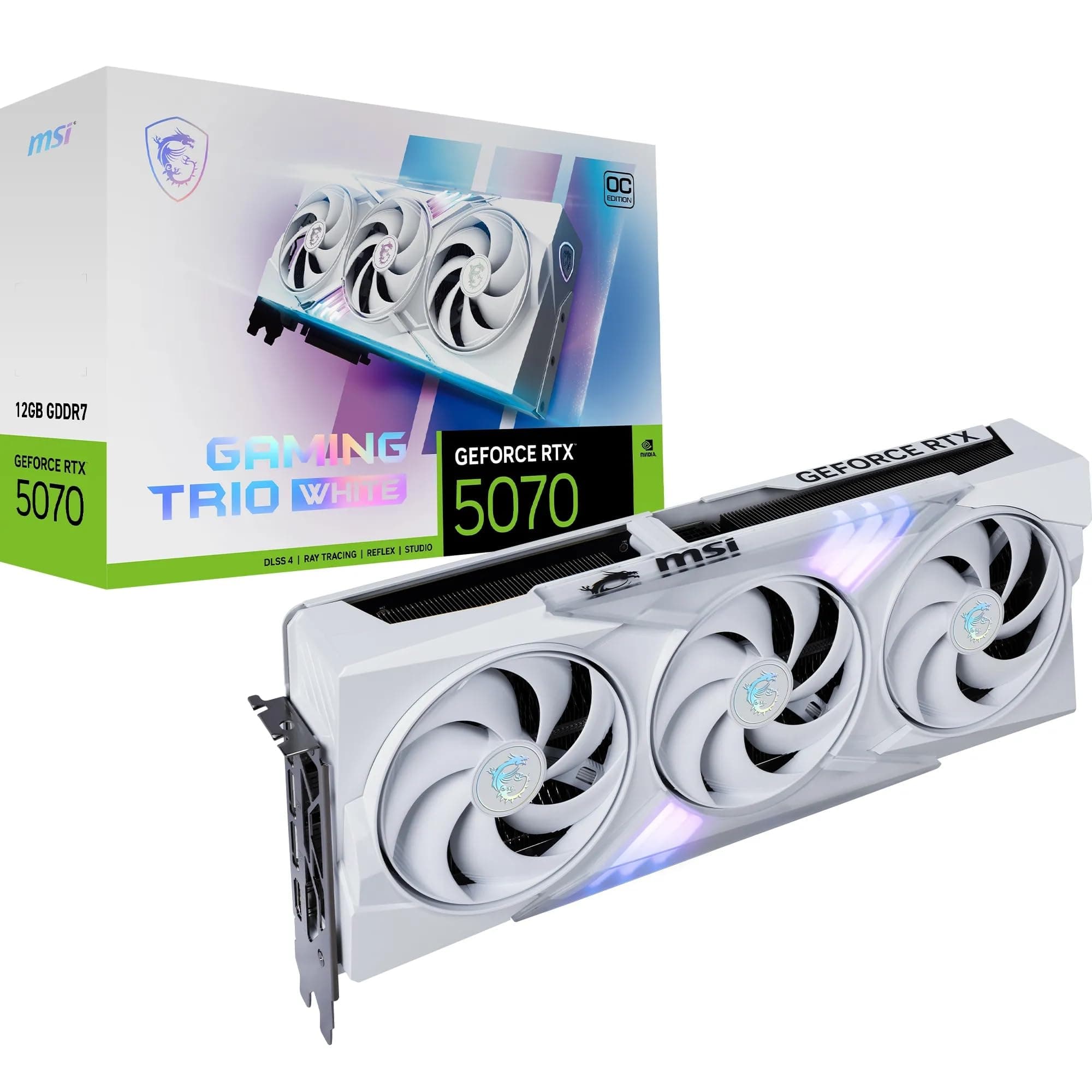 MSI GeForce RTX 5070 12G Gaming Trio OC White - 12GB GDDR7 (28Gbps/192-bit), PCIe 5, Boost: 2542 MHz, HDMI 2.1b, DisplayPort 2.1b Bild 2