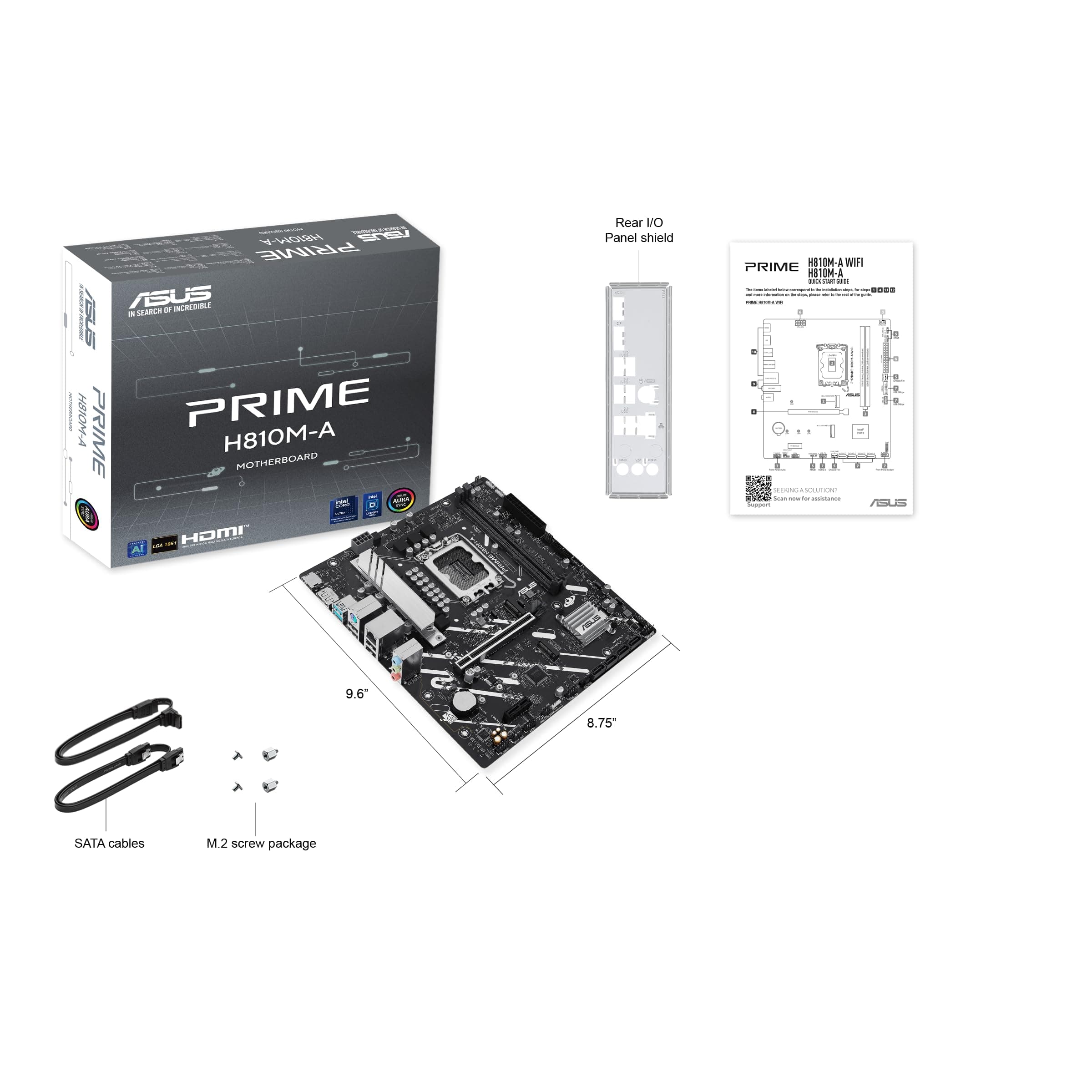 ASUS Prime H810M-A-CSM Mainboard Sockel Intel LGA 1851 (Intel H810, mATX, DDR5 Speicher, PCIe 4.0 x16 Steckplatz, 2X PCIe 4.0 M.2, HDMI, DisplayPort, AuraSync) Bild 7