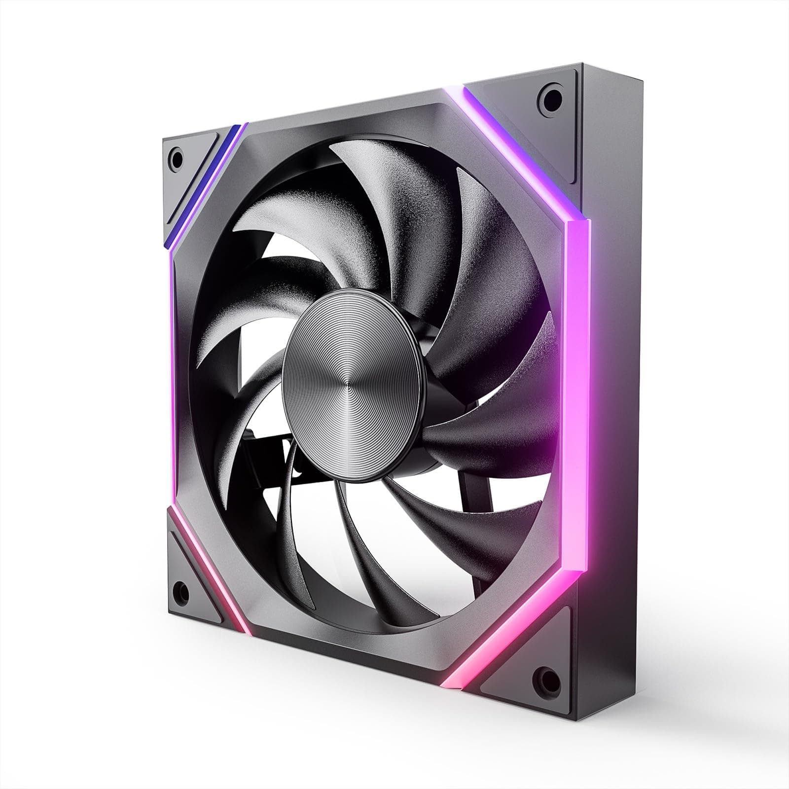 AsiaHorse RGB PC Lüfter 120MM Gehäuselüfter [3 Stück] [HDB] 61,5 CFM/2000 RPM/2,16 MMH2O ARGB Lüfter 5V3PIN ARGB und 12V4PIN PWM Lüfter, 50,000 Stunden Lebensdauer Nyota-A12-Schwarz Schwarz 3 x 120MM-Forward Bild 2