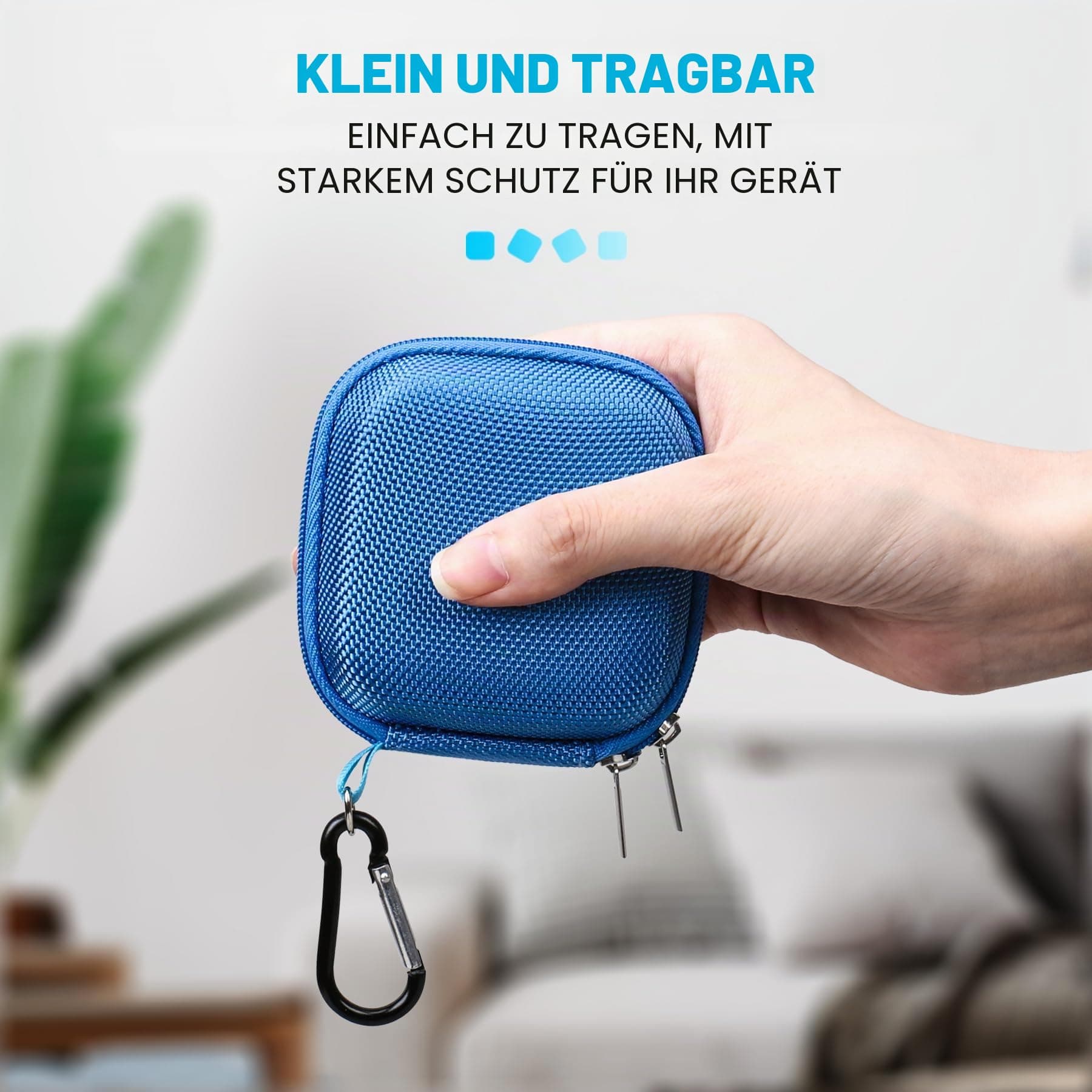 Lacdo Festplattentasche Schutzhülle für Crucial X10 / Crucial X9 / X9 Pro / X10 Pro Portable SSD 1TB 2TB 4TB 6TB 8TB Externes Solid State Laufwerk, Hart Eva Schockfeste Wasserdicht Reisetasche, Blau Bild 5