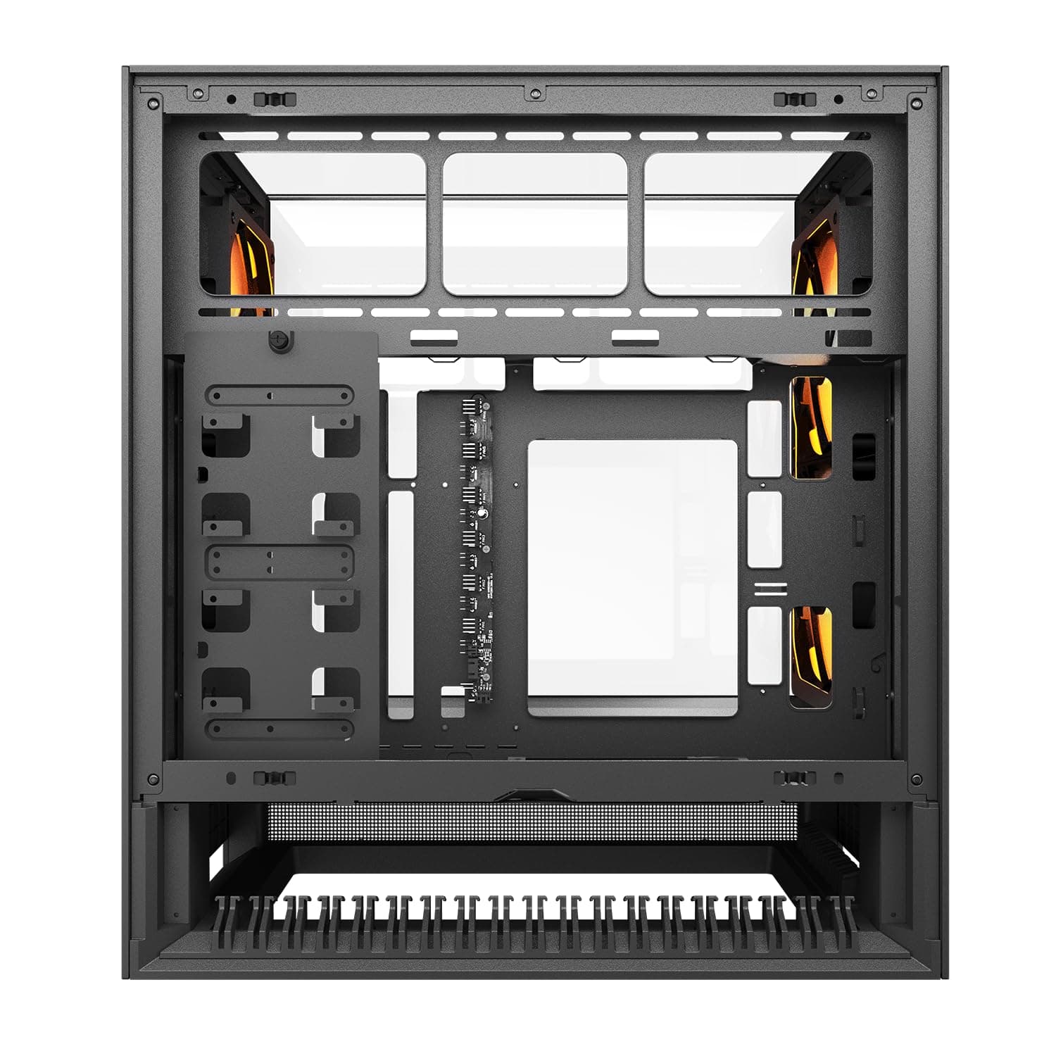 COUGAR OmnyX Mid-Tower ATX symmetrisches Panorama-PC-Gehäuse – maximaler Luftstrom – 4 x vorinstallierte 160-mm-Lüfter – Reverse Connector Motherboard – Kabel ohne Sichtbarkeit (Black) Bild 5