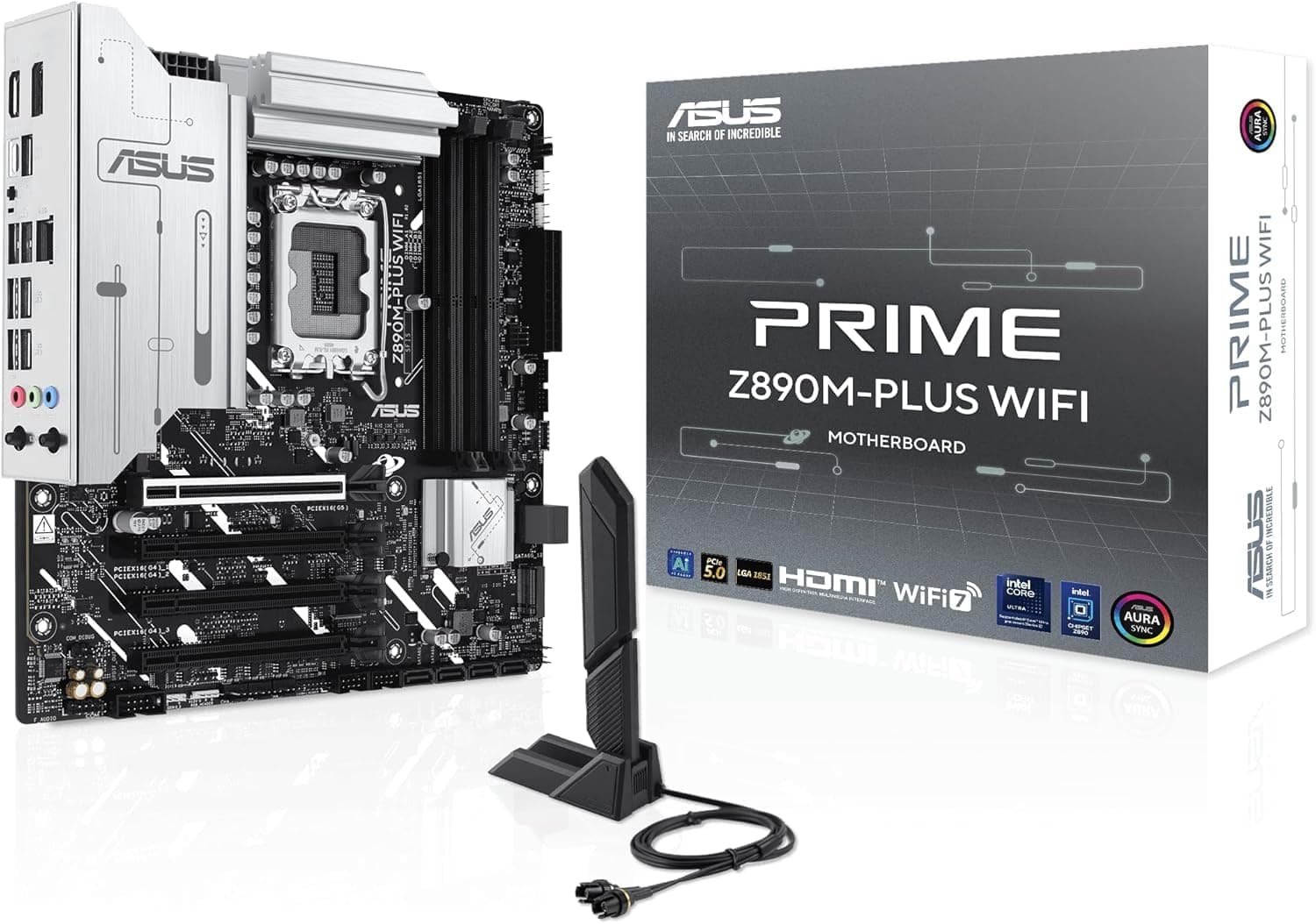 ASUS Prime Z890M-PLUS WiFi Gaming Mainboard Sockel Intel LGA1851 (mATX, DDR5, PCIe 5.0, 3X M.2, DisplayPort, HDMI, Advanced AI, WiFi 7, Aura Sync) Bild 2