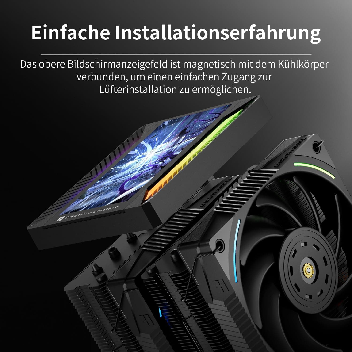 Thermalright TR Peerless Assassin 120 VISION MAX ARGB Black CPU-Luftkühler, Dual-Tower Kühler 2150 U/min, 5 Zoll IPS Display (480x854 Auflösung), PC-Kühler für Intel LGA1851/1700/115X und AMD AM4/AM5 Schwarz-PA120 VISION MAX ARGB BLACK- Bild 3