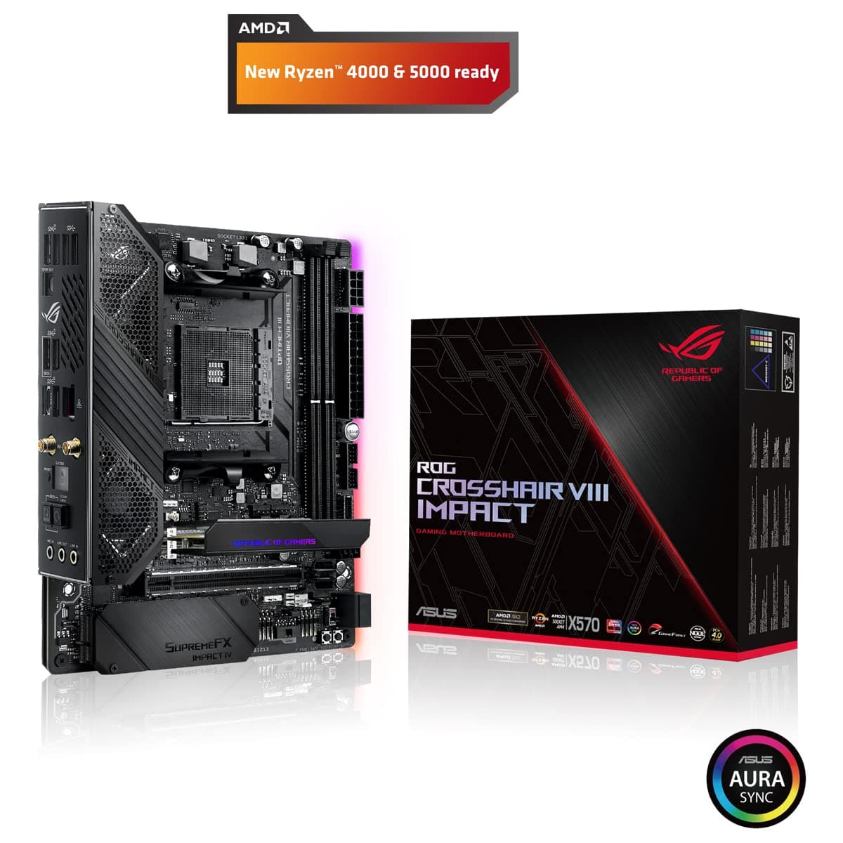 ASUS ROG Crosshair VIII Impact Gaming Mainboard (AMD AM4 Sockel, Mini-DTX-Formfaktor, SO-DIMM.2, Wi-Fi 6, PCIe 4.0, Aura Sync, USB 3.2 Gen2) Bild 3
