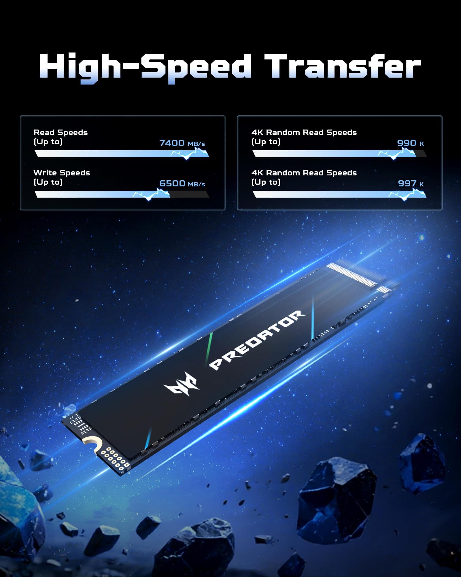 Acer Predator GM7 1TB M.2 NVMe SSD PCIe 4.0 - Lesegeschwindigkeit bis zu 7400 MB/s - Professionelle Interne Festplatte - Gaming Speicher Kompatibel mit PC, Laptop & PS5 Bild 7