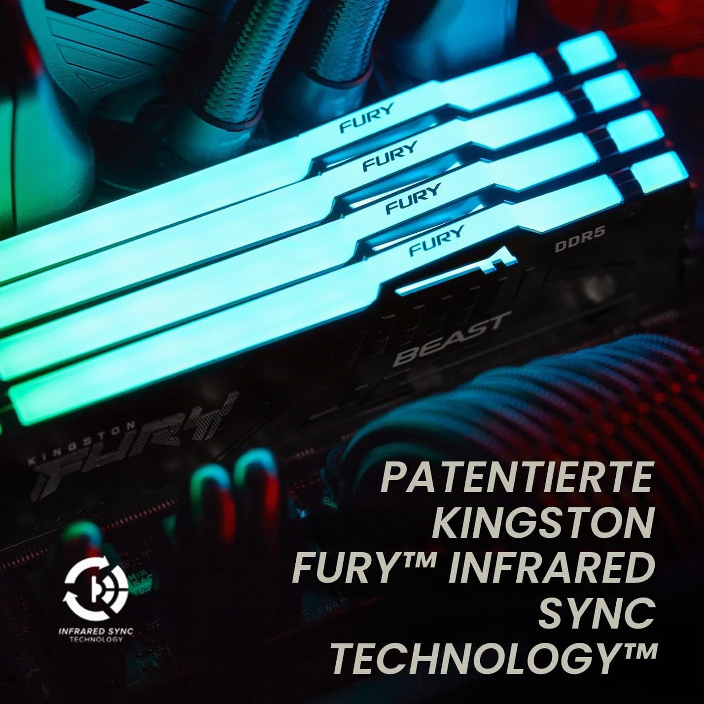 Kingston FURY Beast Schwarz RGB EXPO 64GB (2x32GB) 6000MT/s DDR5 CL36 DIMM Desktop Gaming Speicher Kit mit 2 - KF560C36BBEAK2-64 Schwarz 64GB Kit mit 2 AMD EXPO-Intel XMP Bild 7