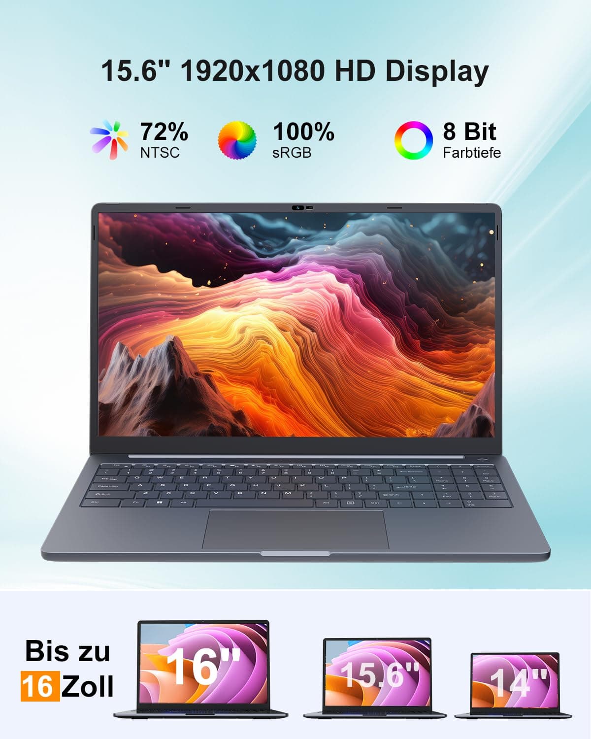 Ninkear A15 Ultradünn Laptop, AMD Ryzen 5 3500U, 16GB DDR4, 512GB SSD, 15.6" Ultragroß Display, WiFi 5 & BT 5.2, Lange Arbeitszeiten Ausreichende Schnittstellen Laptop – Für Arbeit & Treffen Silber A Bild 3