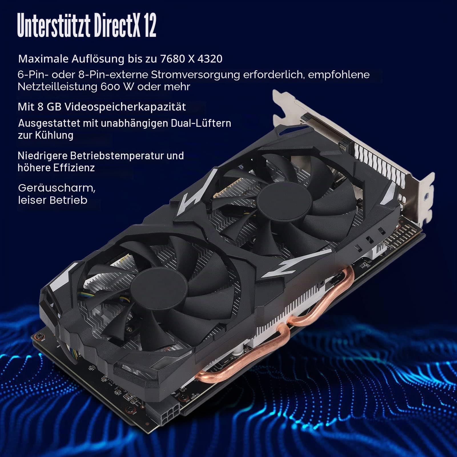 RX580 8 GB GDDR5 256-Bit-Grafikkarte, Hohe Leistung, Effizient und Leise, Kompakt und Tragbar, Hohe Auflösung, Stabil und Langlebig, Mehrere Schnittstellen, für Windows 10 11 (RX580 8GB GDDR5 256BIT) Bild 5