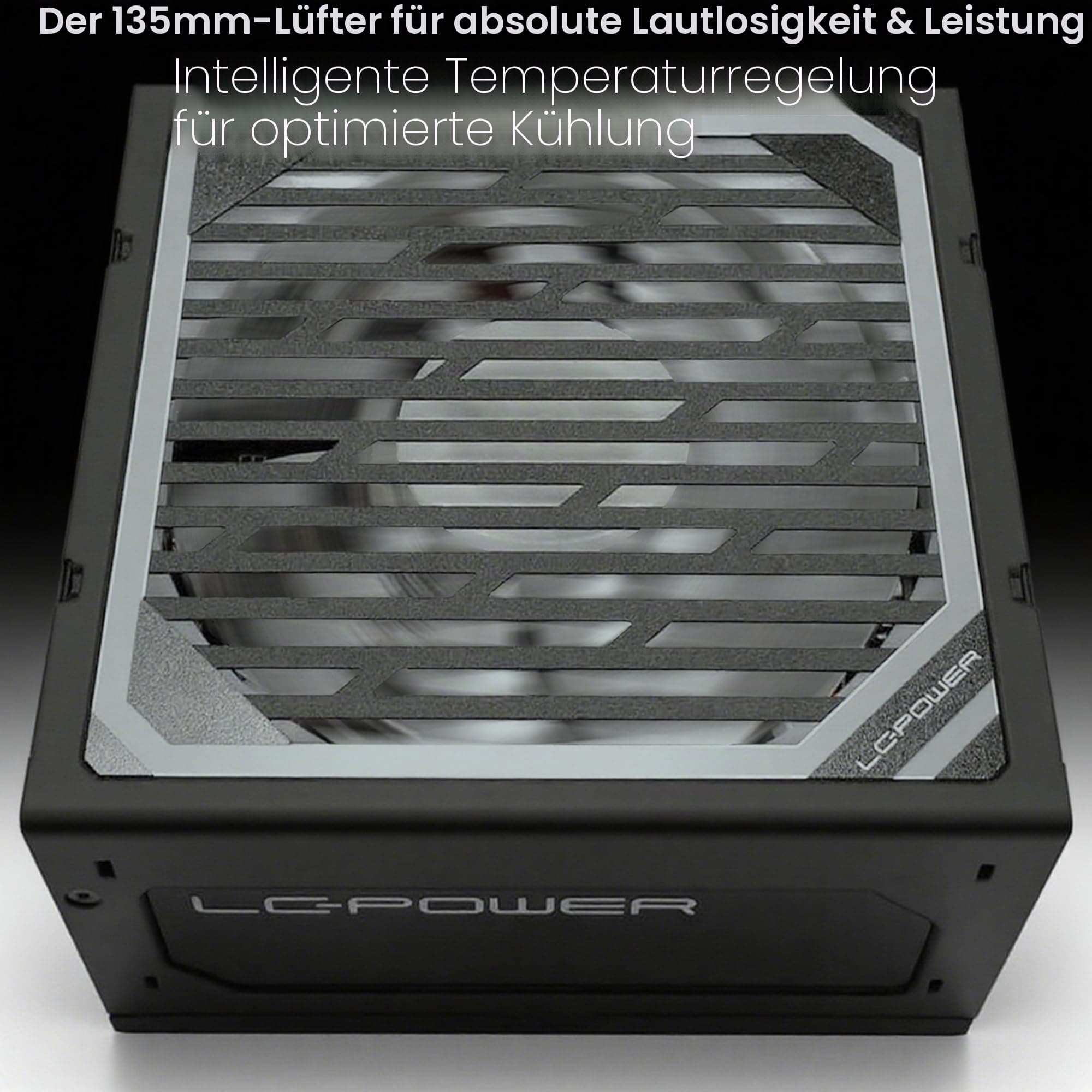LC-POWER Super Silent Modular 850W Netzteil PC, 80 Plus Gold, ATX 3.0, PCIe 5.0, Voll Modular, 135mm Lüfter, Leise Gaming Netzteil, PC Gaming Netzteil 850 Watt - Schwarz(LC6850M-V3.0) Gold 850W V3.0 Bild 8