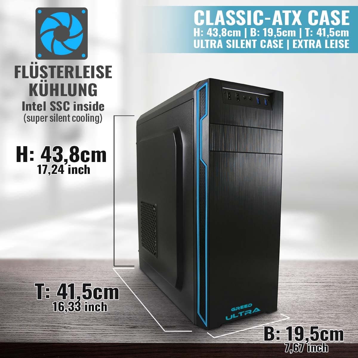 GREED® Ultra 7 - Schneller PC mit Intel Core i7 - Leiser Computer + Rechner für Büro & Home Office mit 4,0 GHZ, 16GB DDR4 RAM/Arbeitsspeicher - 1TB SSD + 1TB HDD - DVD+RW - WLAN - inkl Win 11 Pro GREED Ultra-7 Bild 7