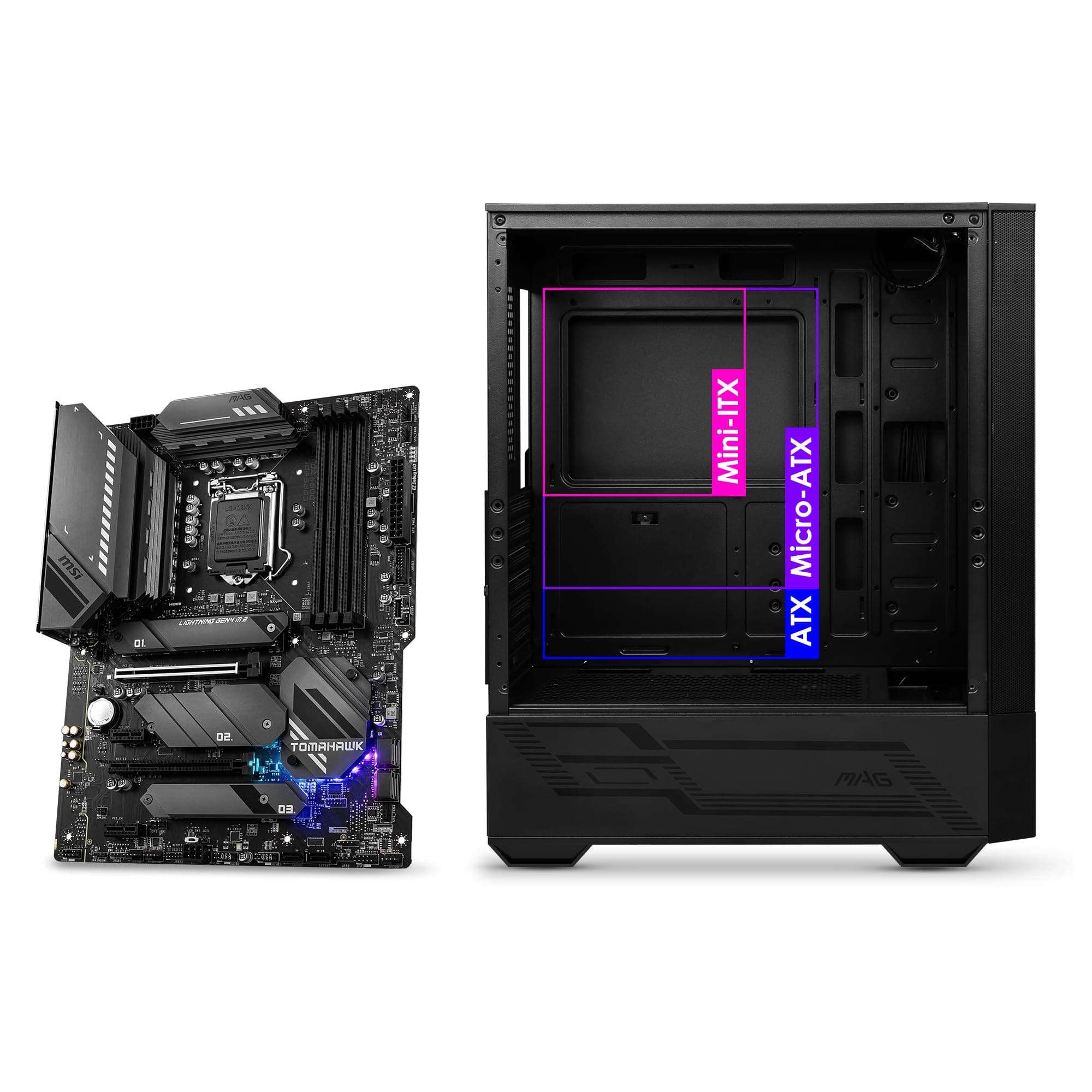 MSI MAG Forge 110R Mid-Tower ATX Gehäuse (2X USB 3.0 Anschluss, 1x 120mm A-RGB Fan im Lieferumfang, schwarz, RGB) Bild 5