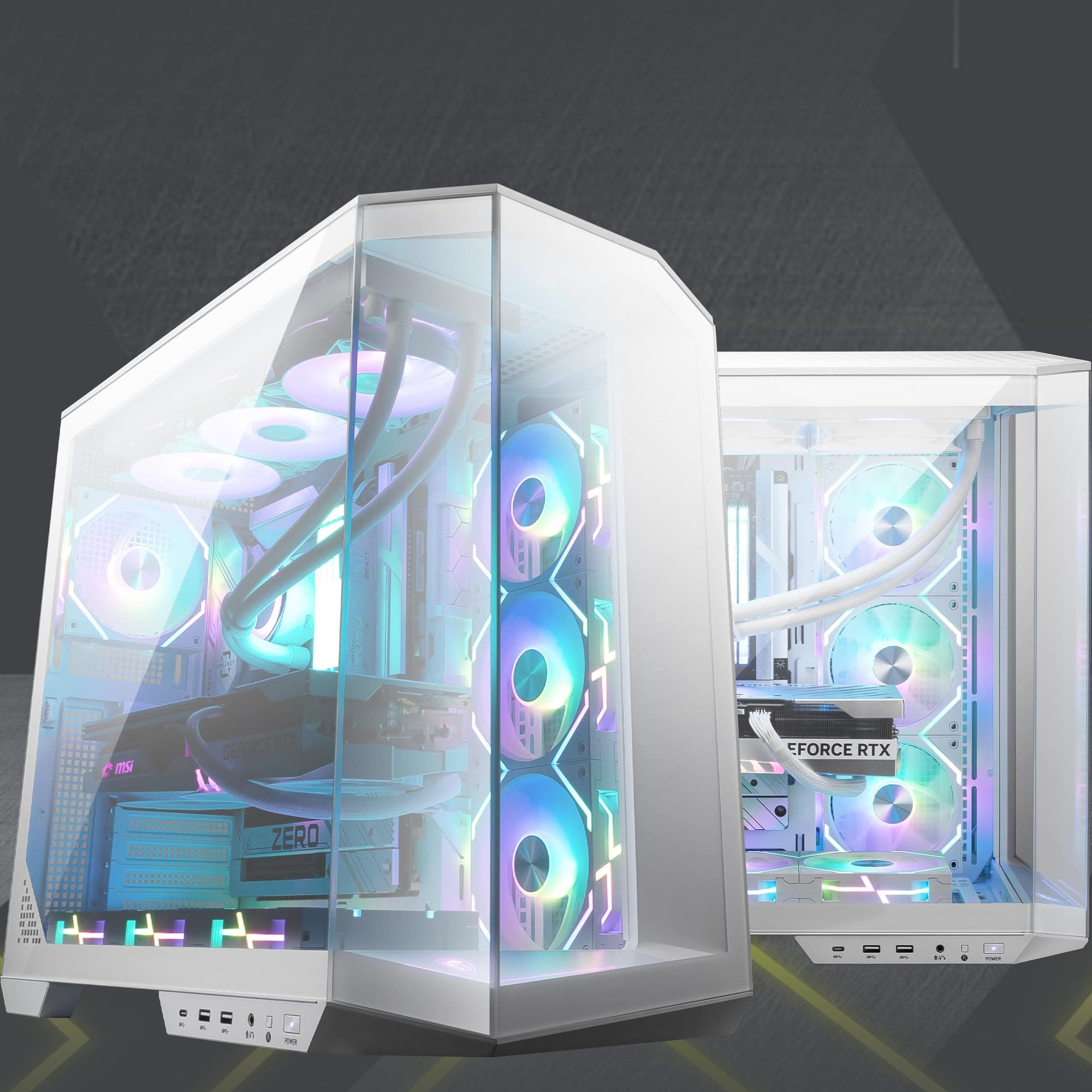 msi MAG PANO 100L PZ White – Premium Mid-Tower Gaming-PC-Gehäuse – Seitenwand aus gehärtetem Glas – Flüssigkeitskühlung unterstützt bis zu 360 mm Kühler – weißes Gehäuse Bild 3