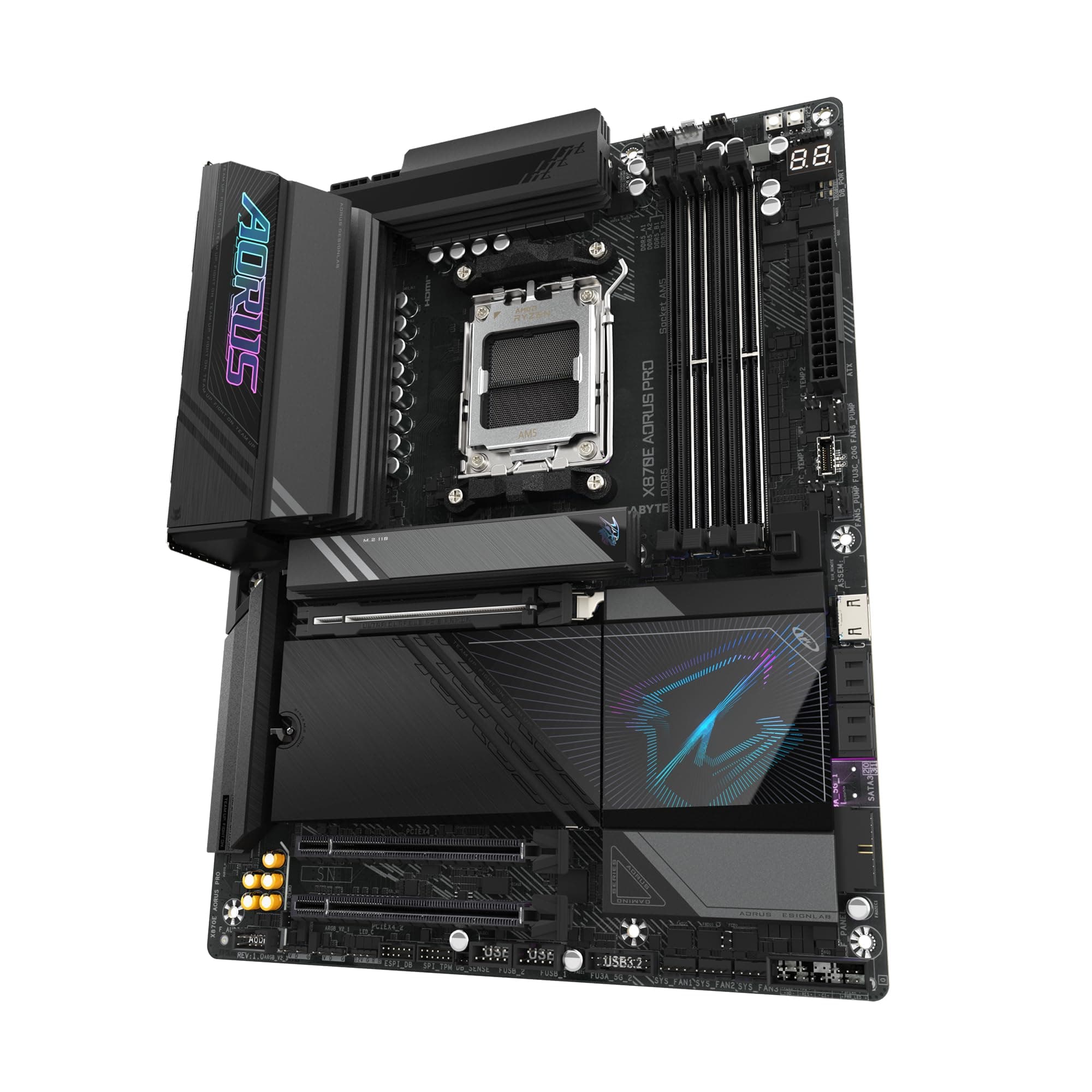GIGABYTE X870E AORUS PRO-Mainboard - Unterstützt AMD Ryzen 9000 CPUs, 16+2+2 Phasen Digital-VRM, bis zu 8000MHz DDR5 (OC), 3xPCIe 5.0, Wi-Fi 7, 2.5GbE LAN, USB 4 Bild 7
