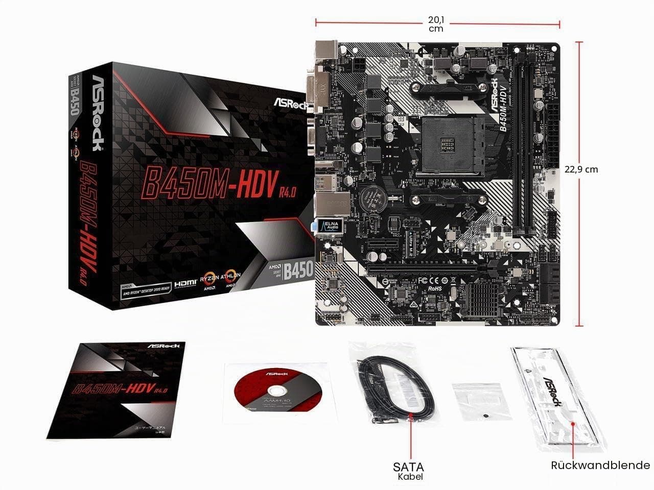 Asrock B450M-HDV R4.0 AMD B450 Socket AM4 Micro ATX Bild 7