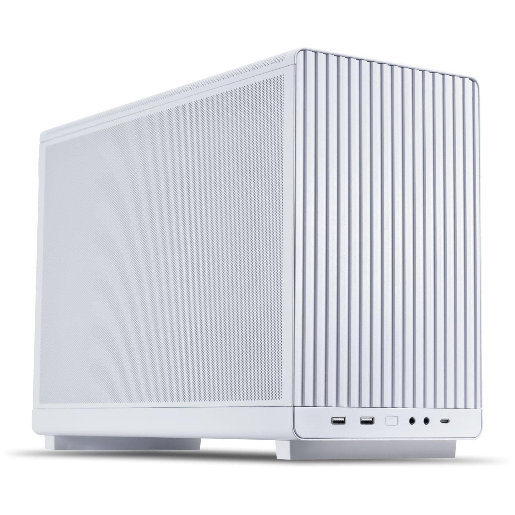 Lian Li DAN Cases A3-mATX PC-Gehäuse, anpassbares Layout, 415 mm GPU-Klarheit, unterstützt bis zu 360 mm Radiatoren, Stahl, Kunststoff, Weiß Weiß/Flyaway Orchidee Mesh