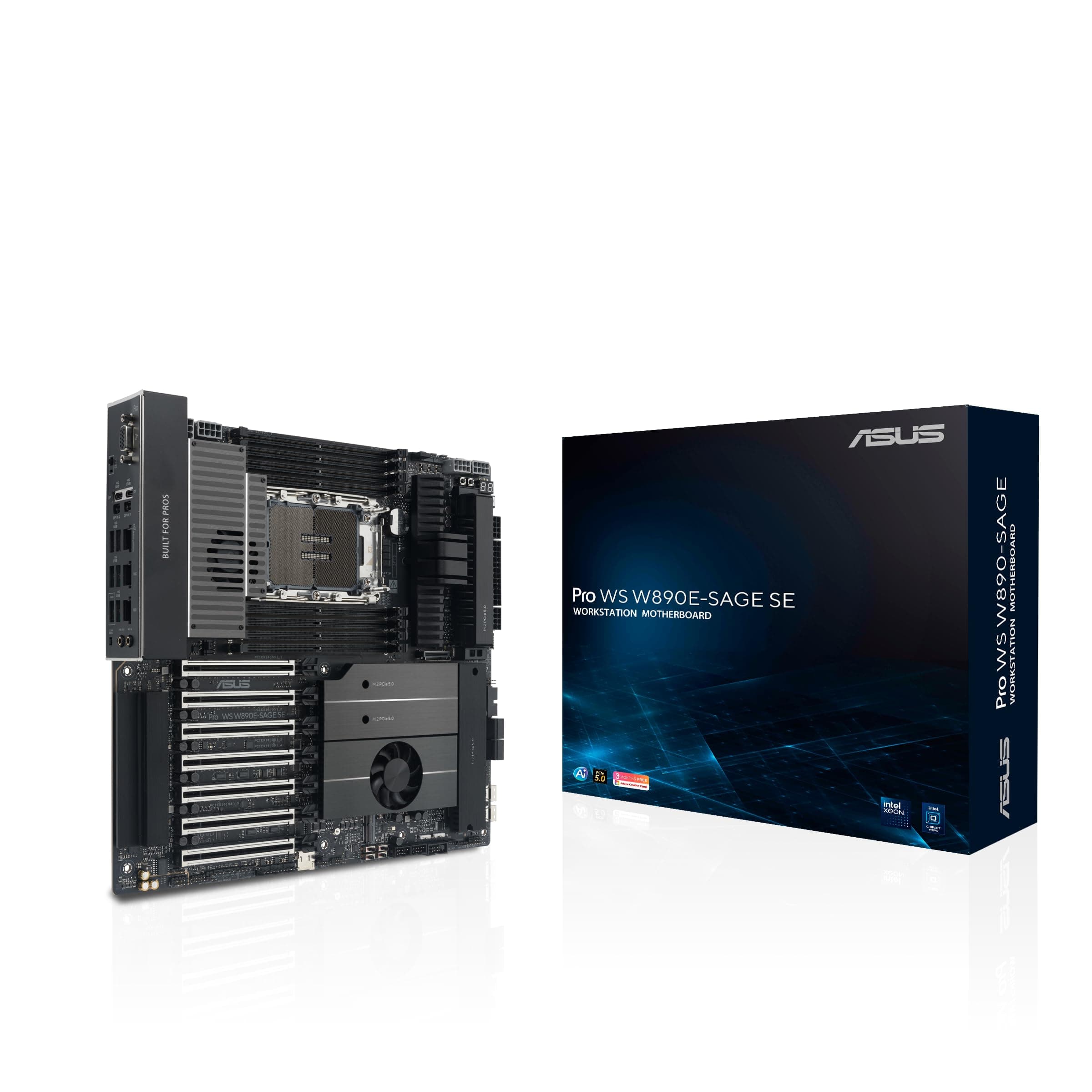 ASUS PRO WS W890E-SAGE SE Intel LGA4710-2 EEB Workstation-Mainboard (7 PCIe 5.0 x16 Steckplätze, Multi-GPU-Unterstützung, Robustes 16+2+2+1+2 Power-Stage-Design, 4 PCIe 5.0 M.2 Steckplätze)