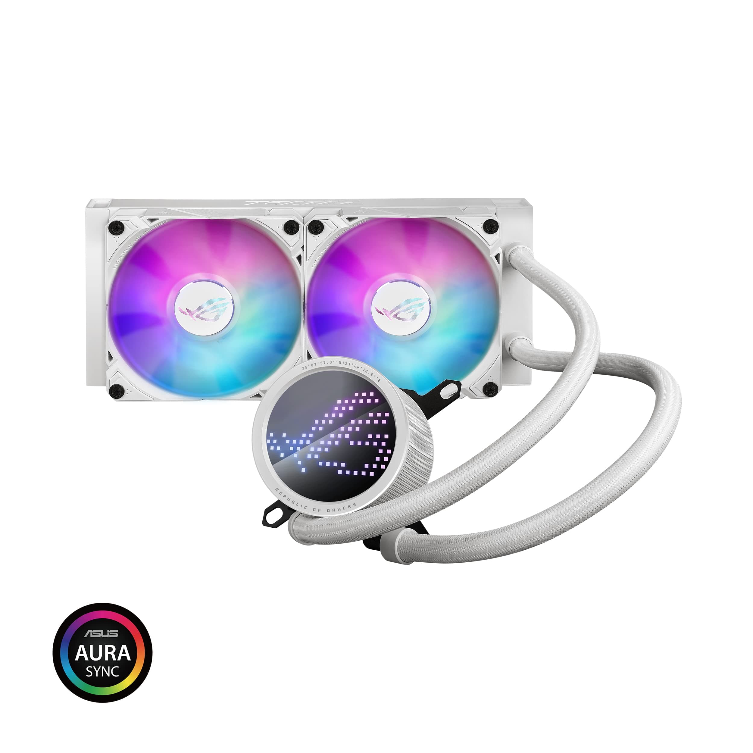 ASUS ROG Ryuo III 240 ARGB White Edition All-in-One-Flüssig-CPU-Kühler (2x adressierbare 120 mm ARGB Radiatorlüfter, Anime Matrix-LED-Display, Intel LGA 1700, 115x, 1200 & AM4, AM5-Sockel, weiß) Bild 3