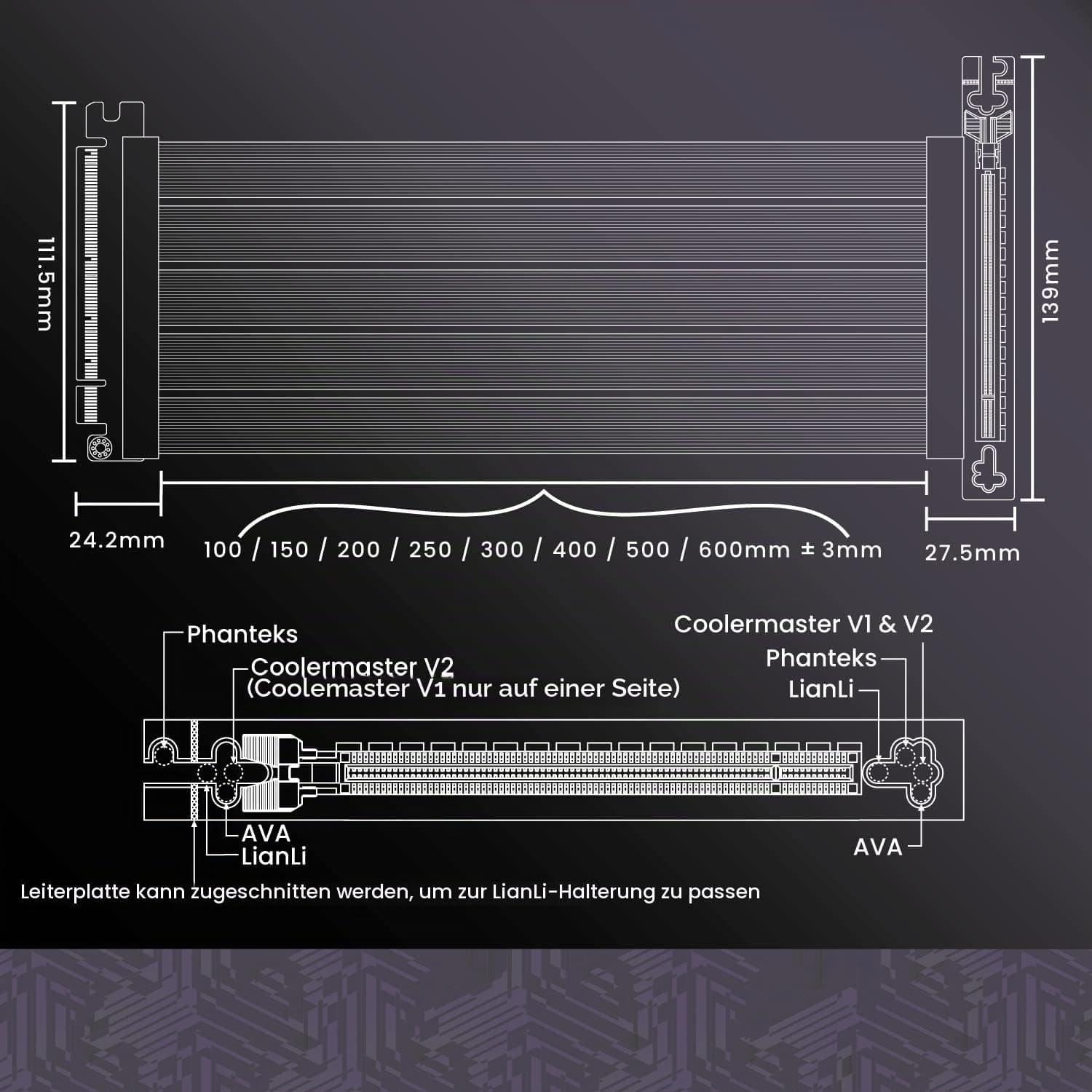 LINKUP - AVA PCIe 4.0 Gen 4 x16 Riserkabel - RTX 4090 RX7900 Ready - Steigere deine Gaming-Performance - 90 Grad Schwarz (15cm) Bild 7