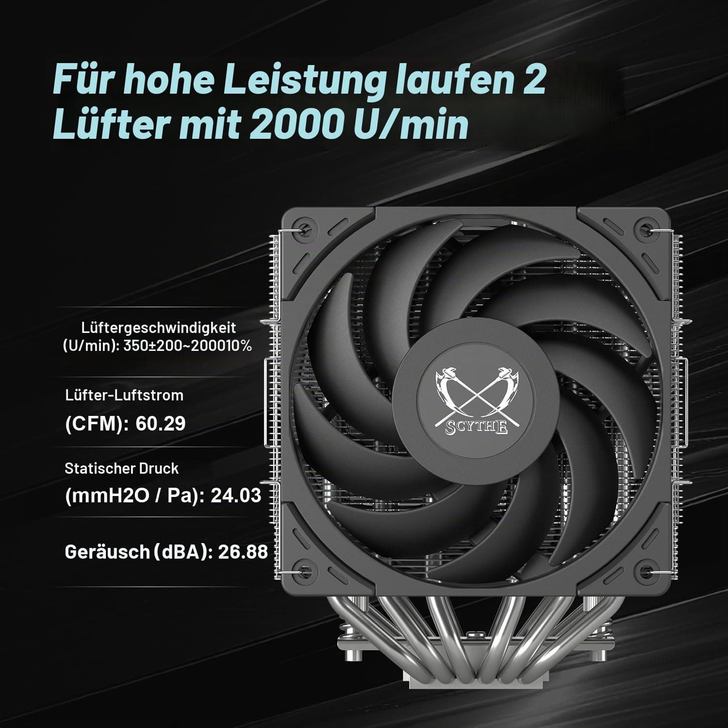 Scythe Magoroku Dual-Tower-CPU-Luftkühler mit zwei Lüftern, unterstützt Intel LGA1700, LGA1151, AMD AM5 und AM4, 120 mm Breite, 6 x 6 mm Heatpipes zur Wärmeabfuhr, leise Lüfter, 370k Stunden MTTF Bild 7