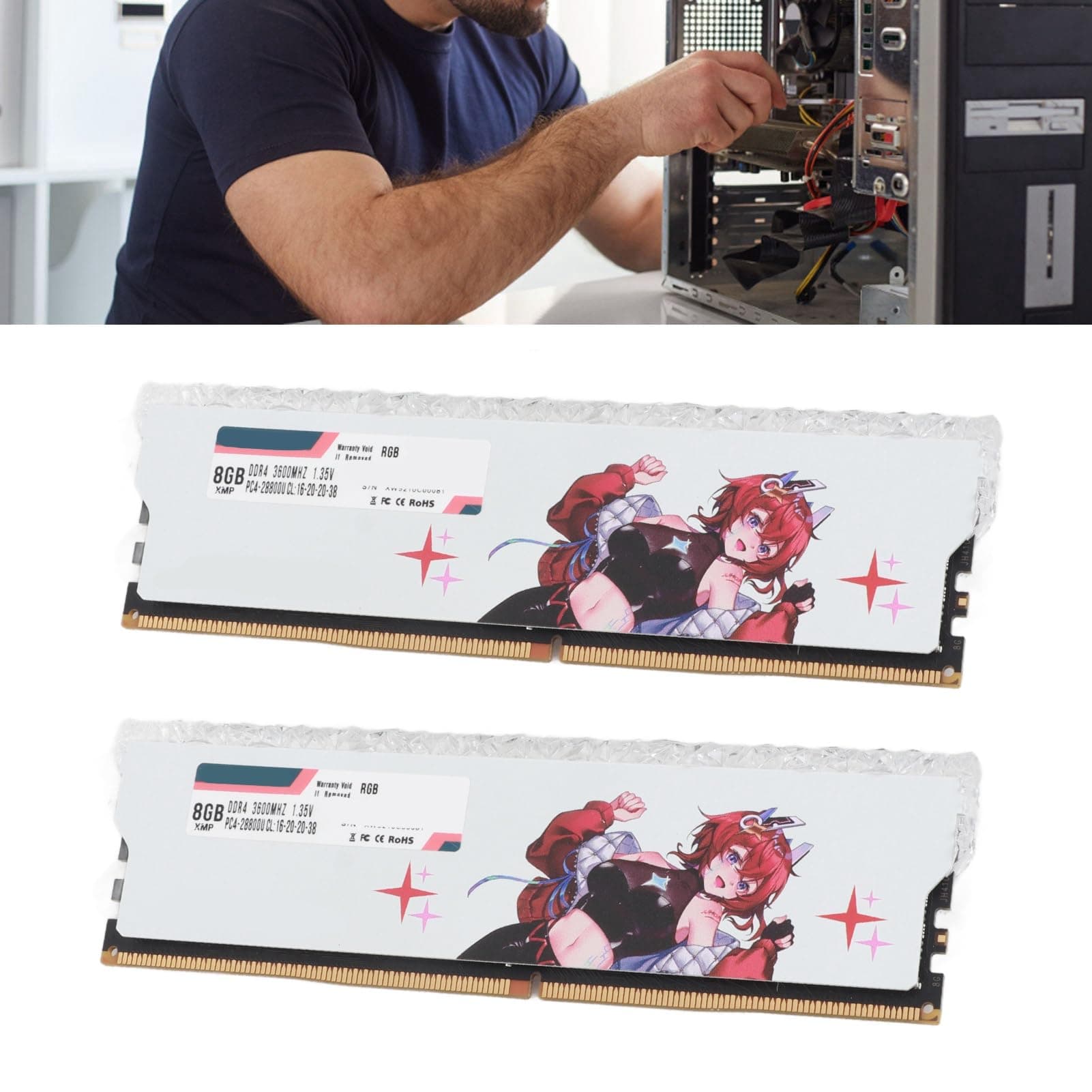 Bewinner DDR4-RAM-32-GB-Kit, 3600 MHz CL16-Desktop-Speicher, XMP 2.0-fähig, RGB-Beleuchtungsunterstützung für Aura Sync, Mystic Light, Polychrome Sync (16 GB (2 x 8)) 16 GB (2 x 8 GB) Bild 7