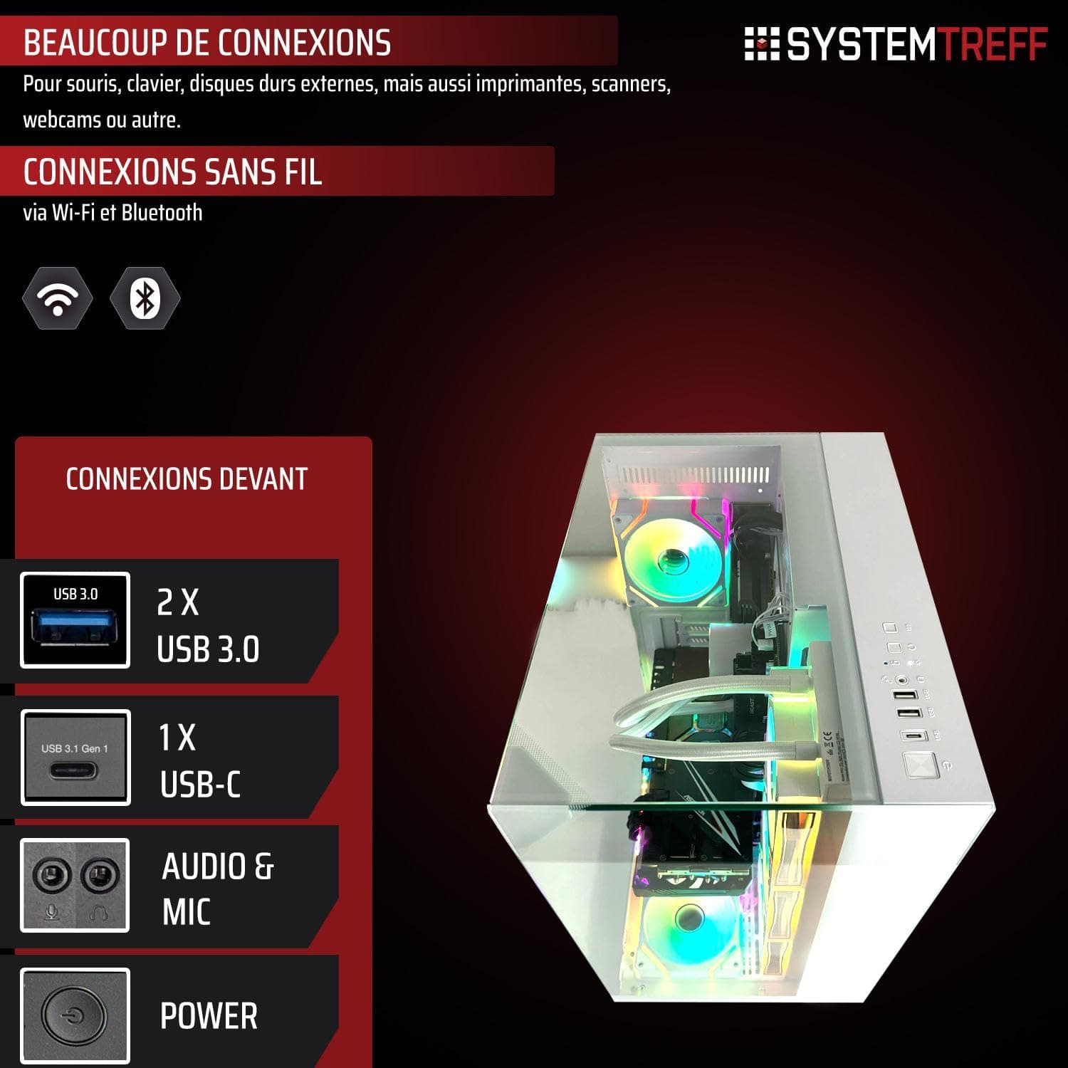 SYSTEMTREFF High-End Gaming PC weiß AMD Ryzen 9 9950X3D2 Dual 16x5.6GHz | RX 9070 XT 16GB | 2TB M.2 NVMe | 32GB DDR5 RAM | Windows 11 | Desktop Computer Rechner für Gamer, Zocker & Streamer Bild 4