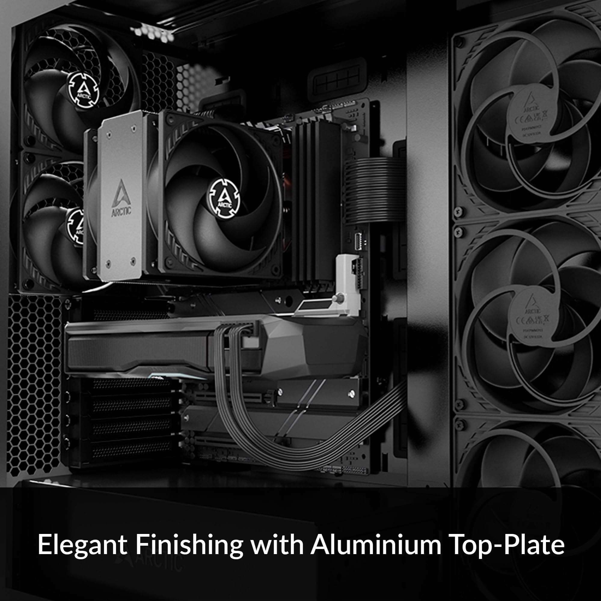 ARCTIC Freezer 36 (schwarz) - CPU Kühler mit Push-Pull für Intel & AMD, Single-Tower, Zwei druckoptimierte 120 mm P-Lüfter, Hydrodynamisches Gleitlager, 200–1800 rpm, inkl. MX-6 Wärmeleitpaste Freezer 36 Freezer 36 (schwarz) Bild 4